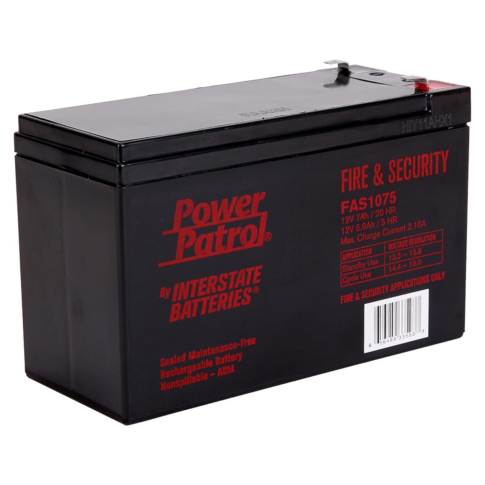 Batería Recargable 12V 7Ah Interstate FAS1075 para Seguridad