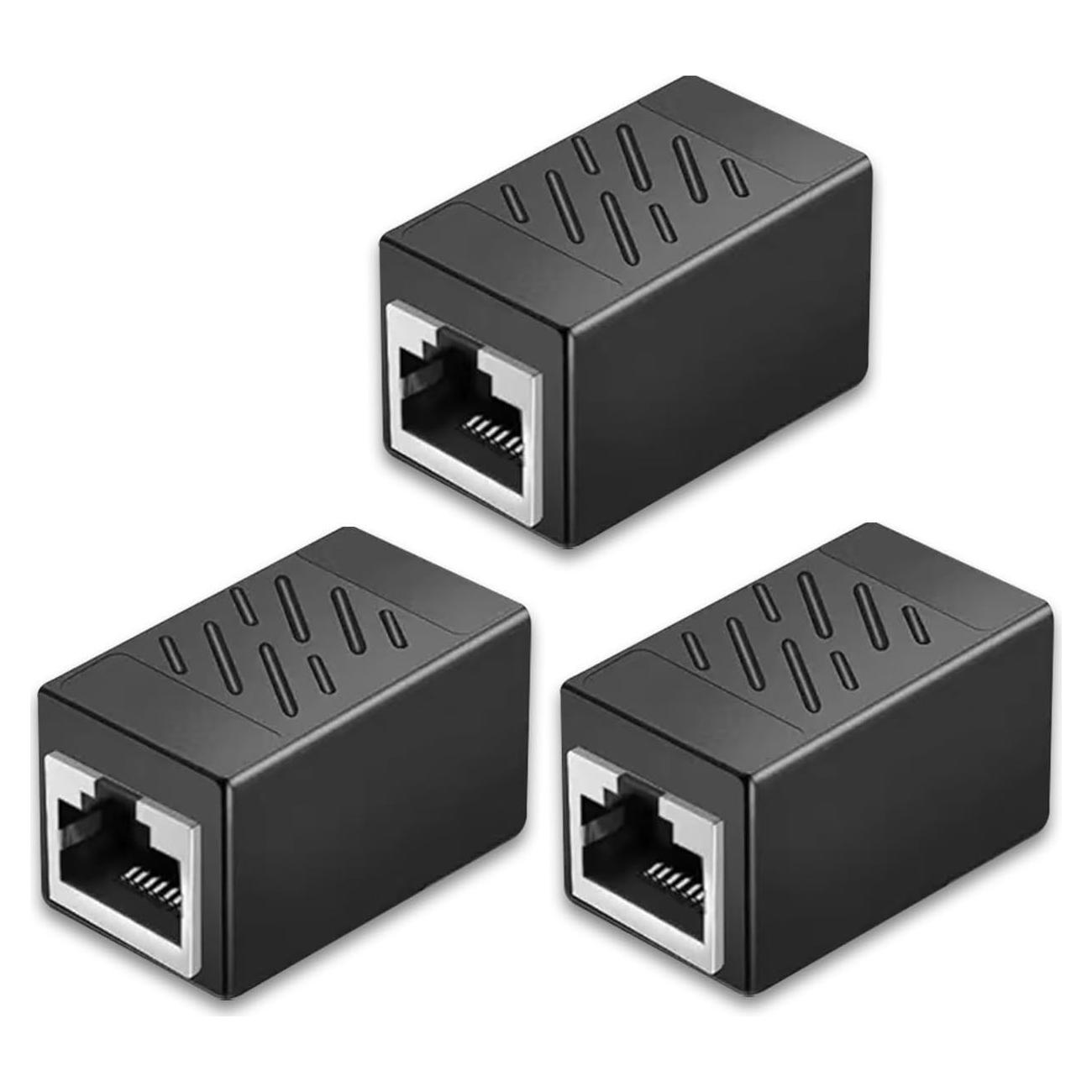Paquete de 3 Acopladores Ethernet ZY RJ45 Hembrado 1 Gbps