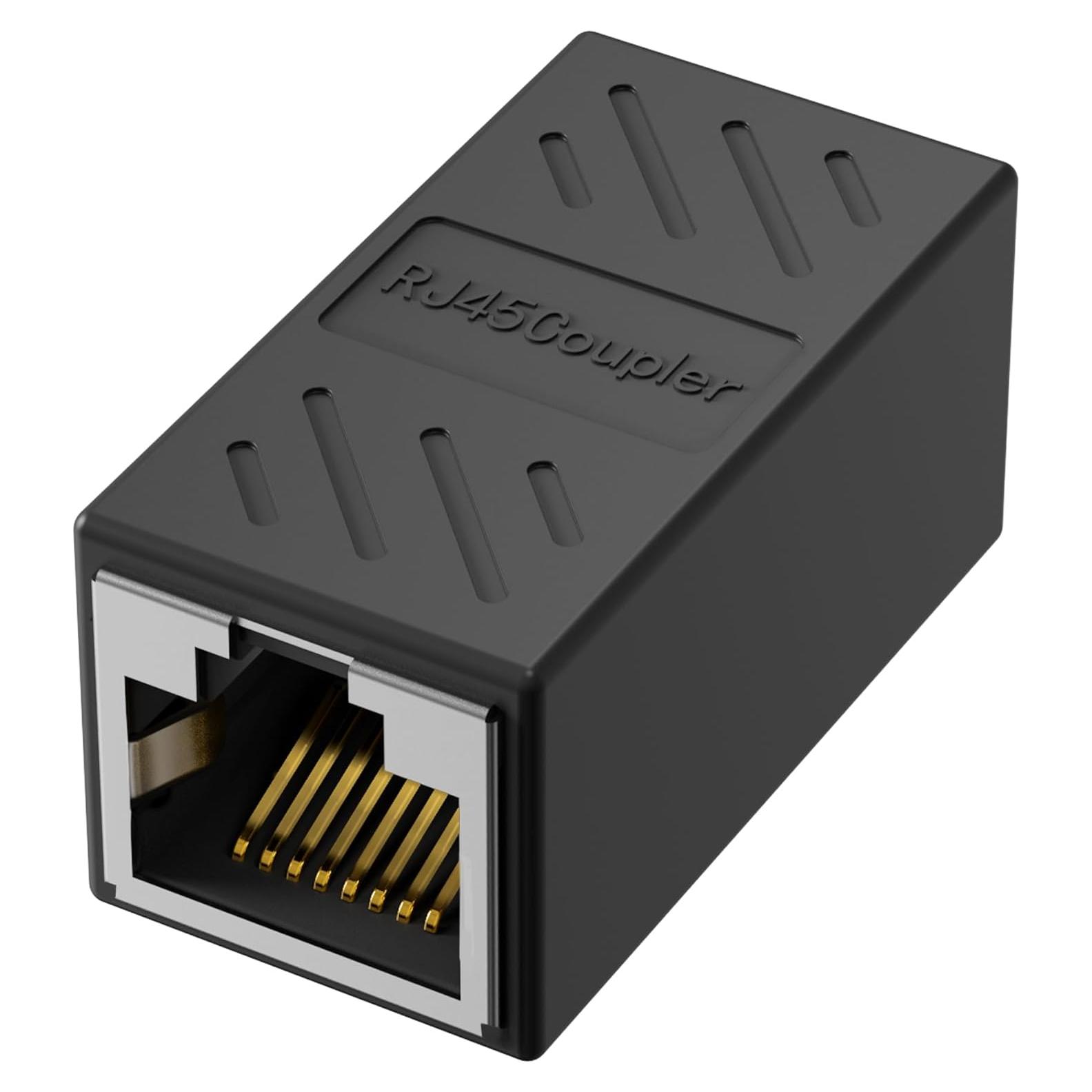 Acoplador Ethernet Jadaol RJ45 Hembra a Hembra 1000Mbps Negro