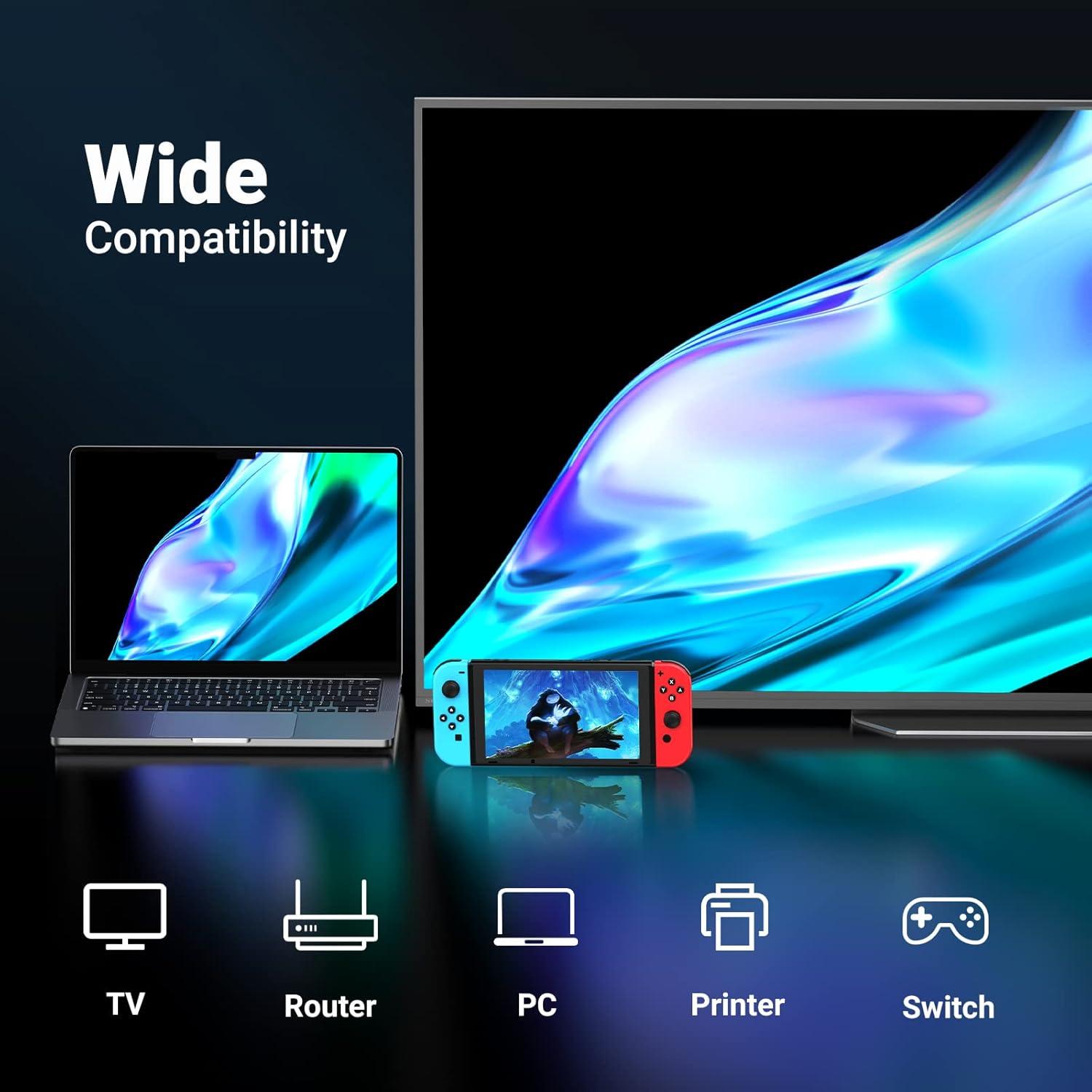 Extensor Ethernet UGREEN 10Gbps 100m Cat8 Cat7 Cat6 Gris