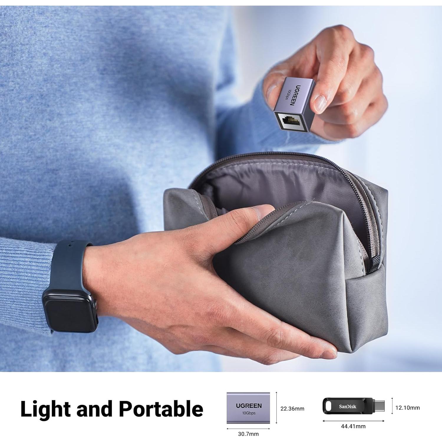 Extensor Ethernet UGREEN 10Gbps 100m Cat8 Cat7 Cat6 Gris