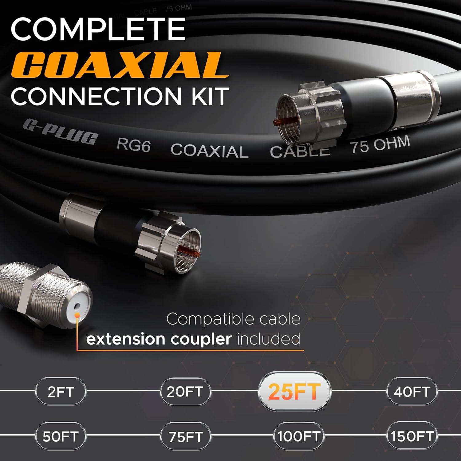 Cable Coaxial RG6 G-PLUG 7.62M con Conectores de Compresión