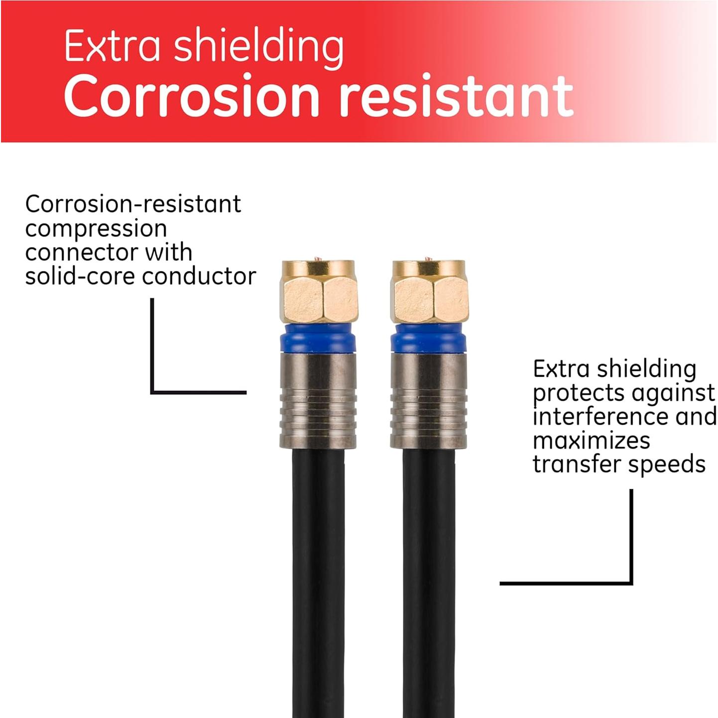 Cable Coaxial RG6 Cuádruple Blindaje GE 15.2 m Conectores F