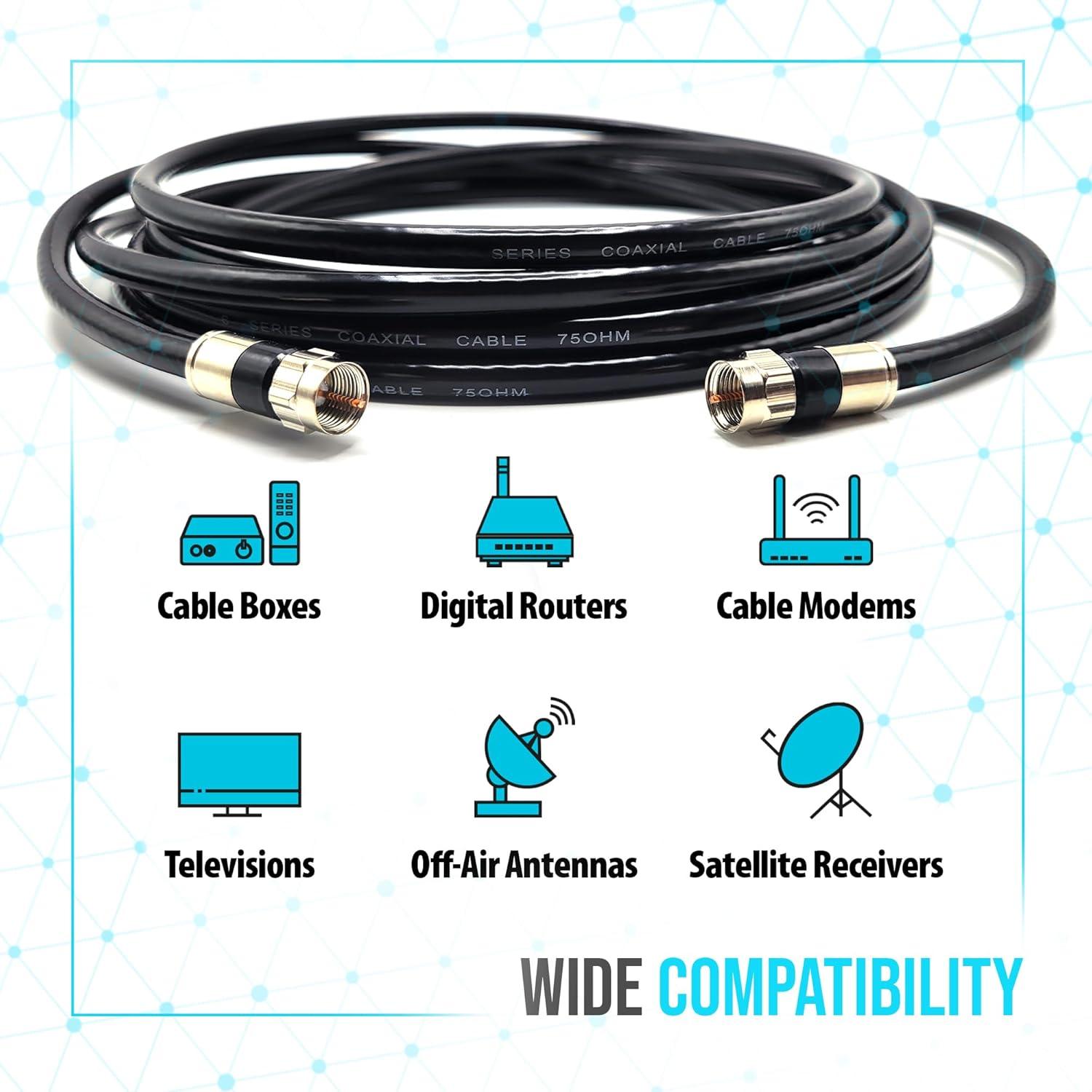 Cable coaxial RG6 4.57m TechDirect - Alta velocidad, bajo pérdida