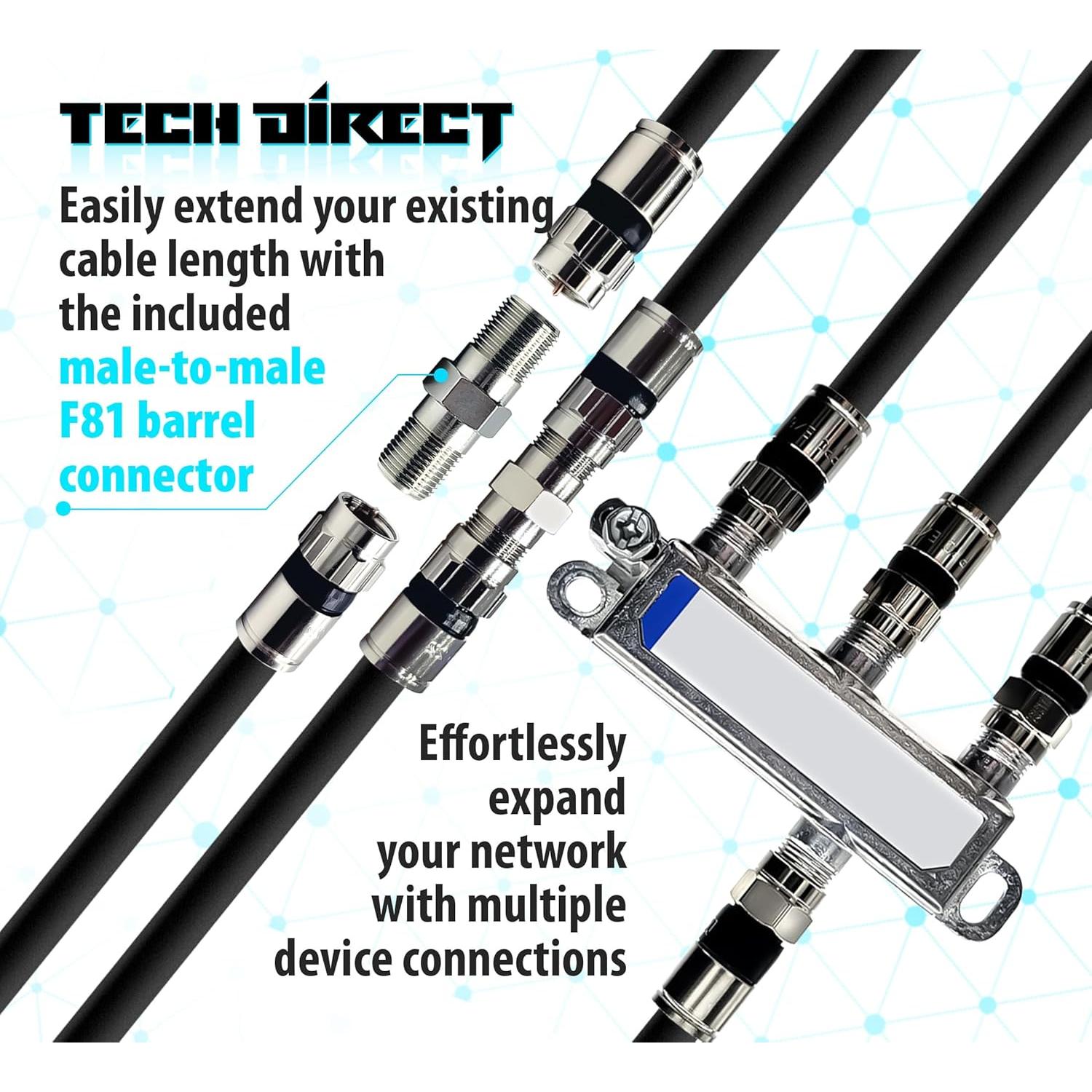Cable coaxial RG6 4.57m TechDirect - Alta velocidad, bajo pérdida