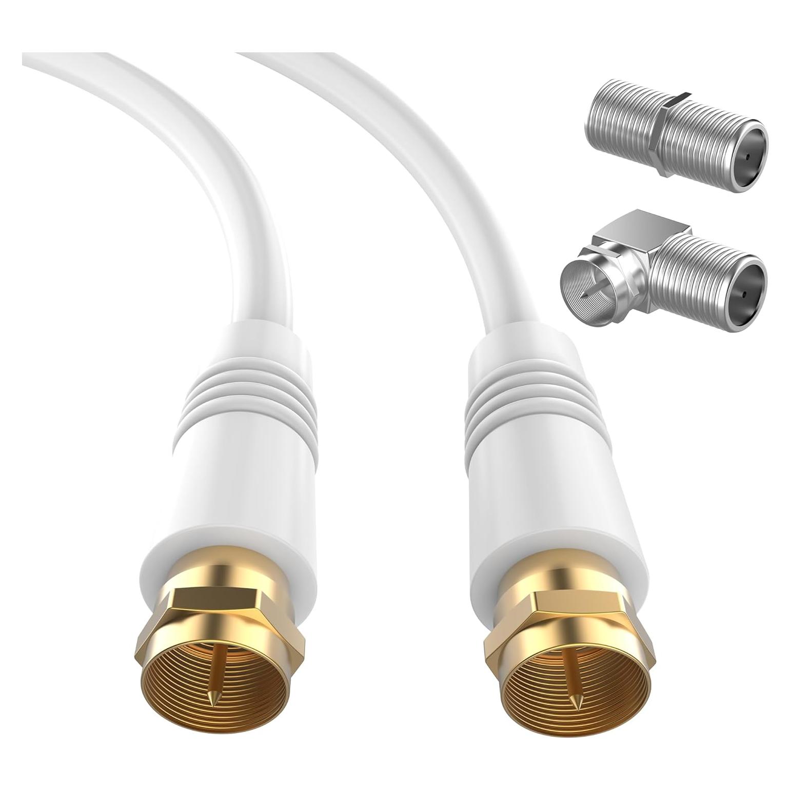 Cable coaxial RG6 0.61 m ECJTU con conectores chapados en oro