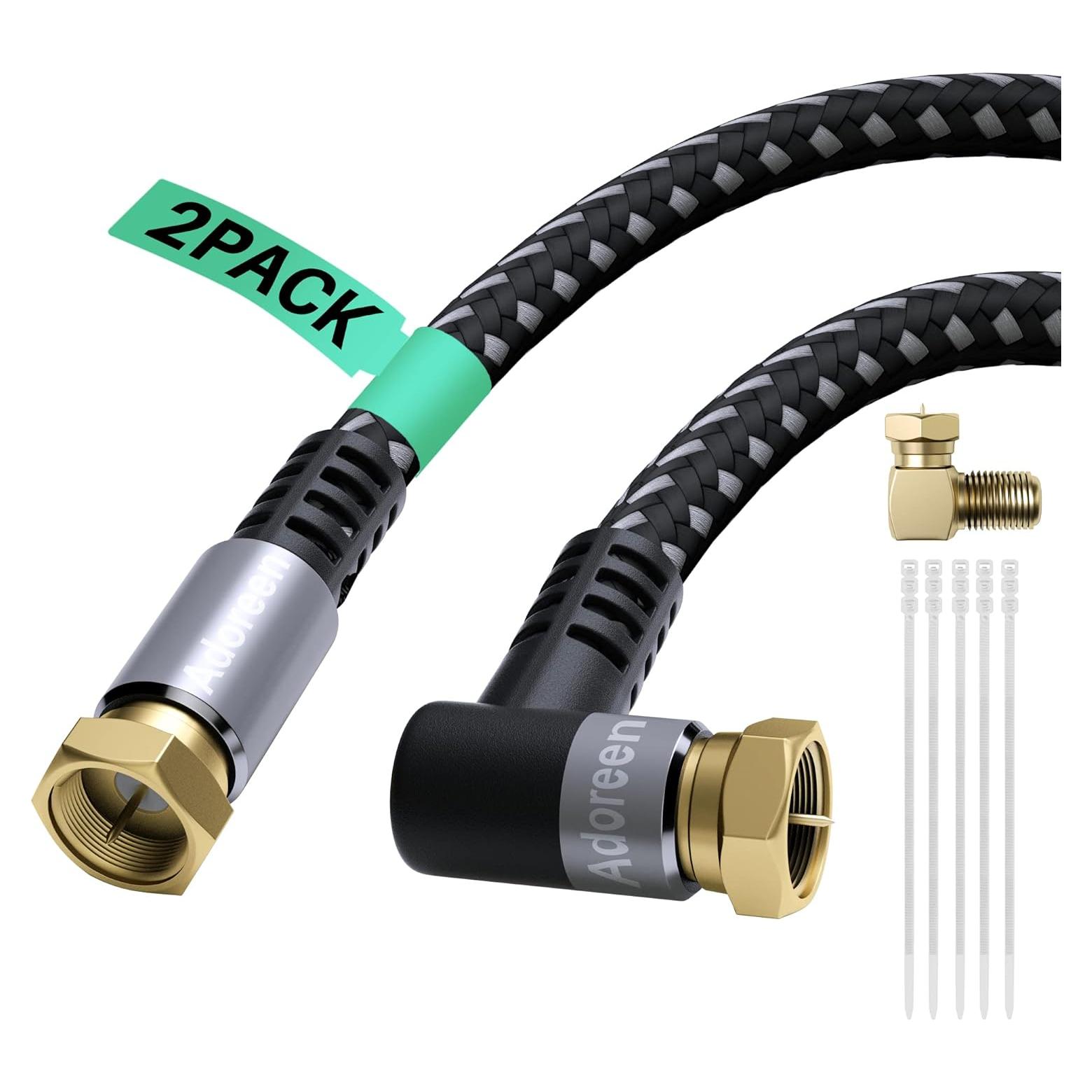 Cable Coaxial Adoreen 1.22 m Cuádruple Blindado RG6 90°
