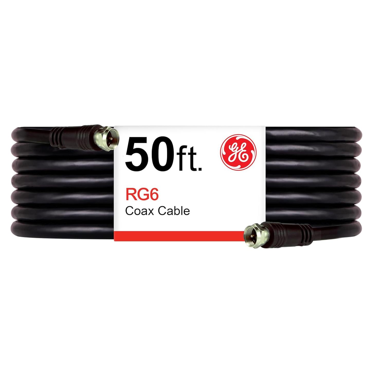 Cable Coaxial GE RG6 15.2m F-Type Conectores Negro