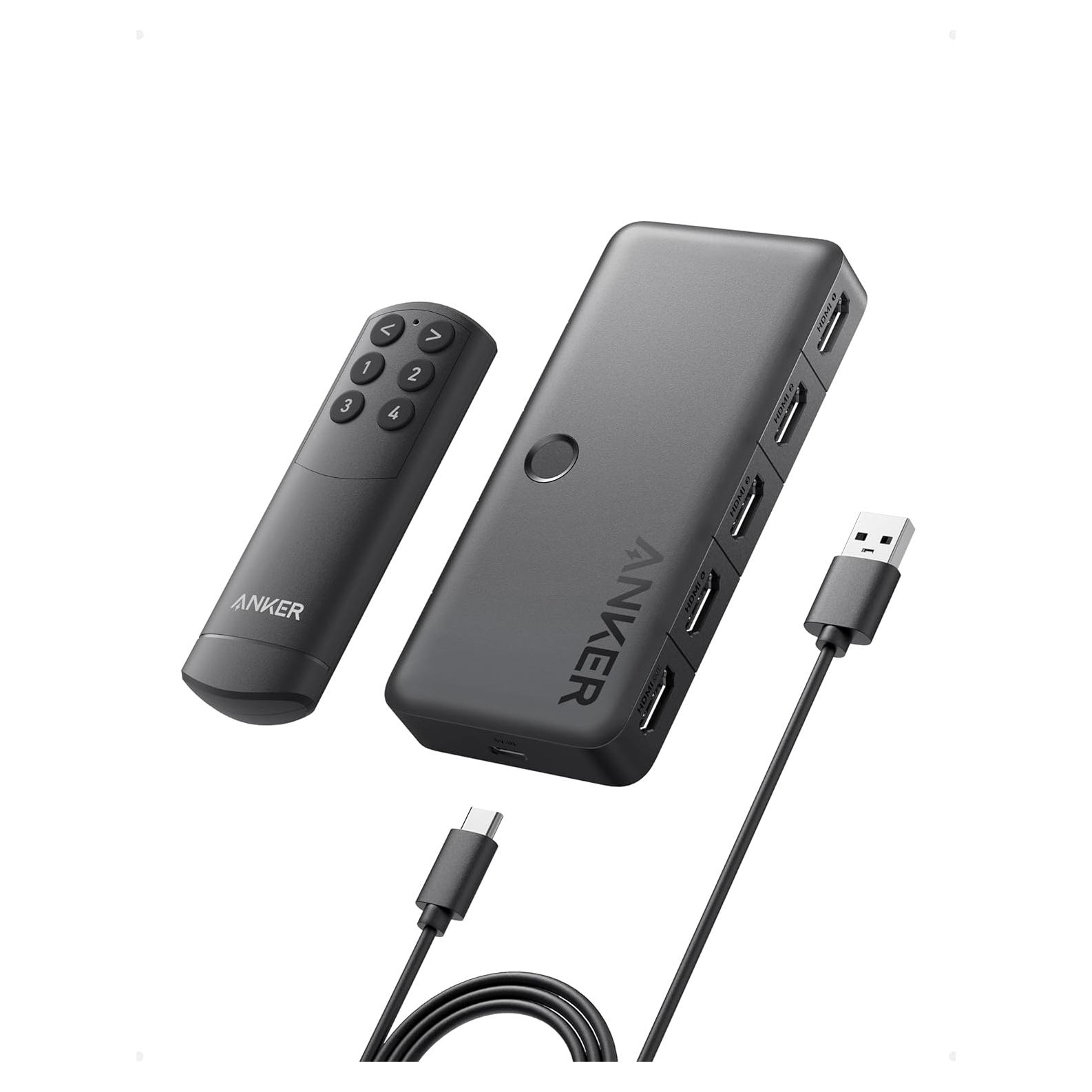 Interruptor HDMI 4 en 1 Anker A83H2 4K 60Hz Soporta HDR y 3D