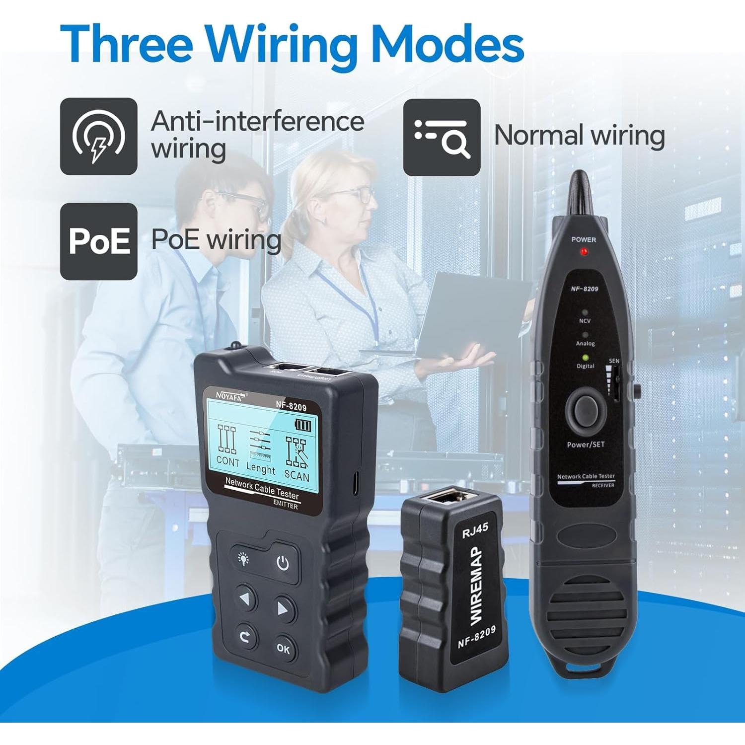 Probador de Cable de Red NOYAFA NF-8209 con PoE y NCV