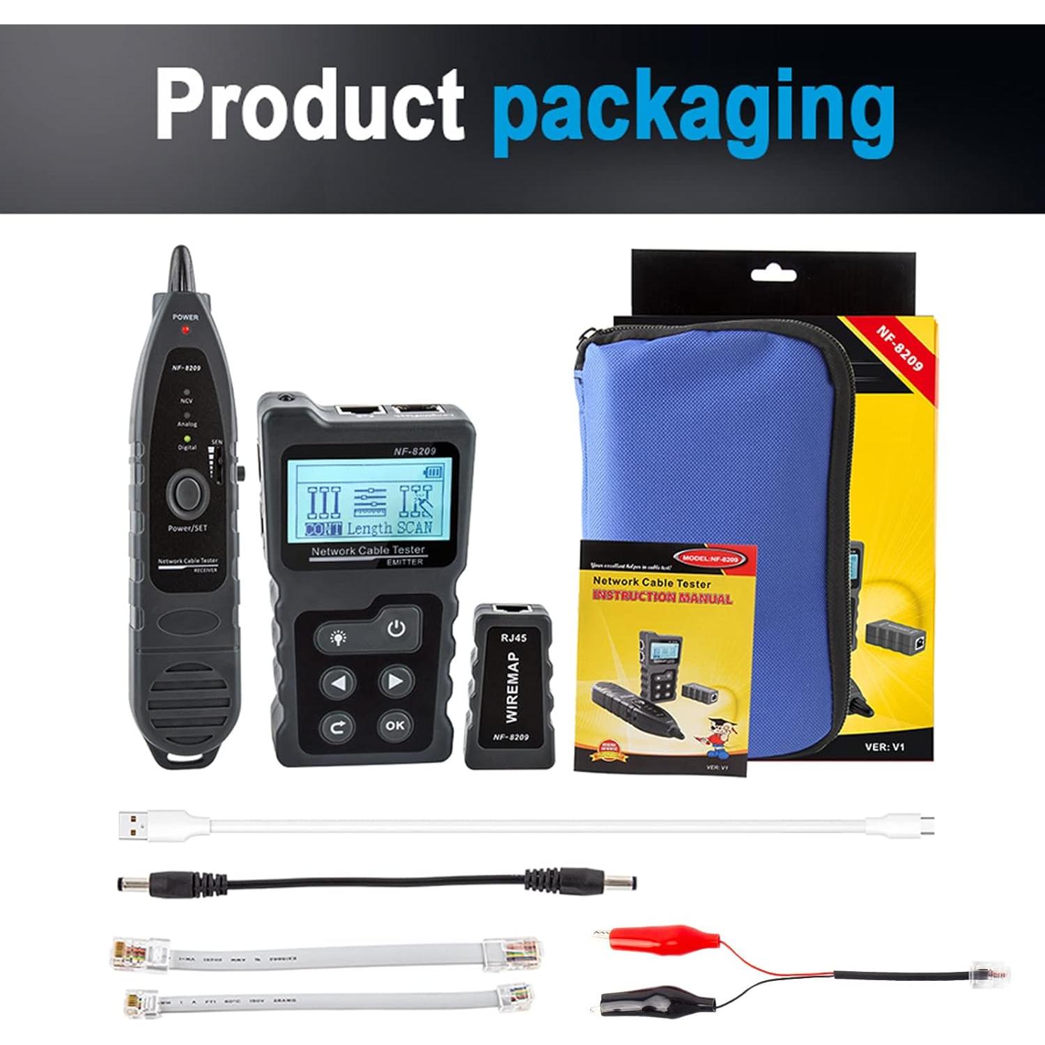 Probador de Cable de Red NOYAFA NF-8209 con PoE y NCV