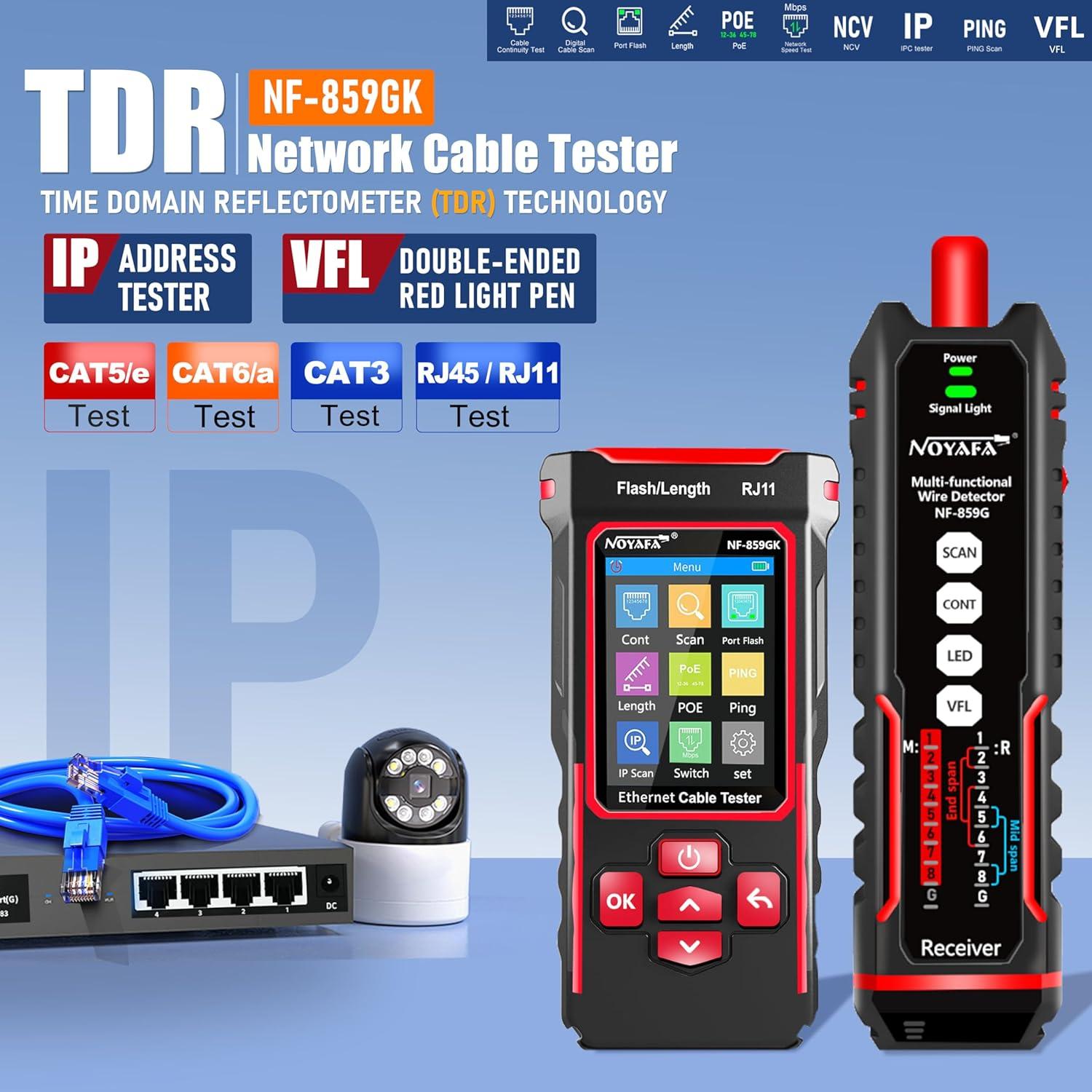 Probador de Cable de Red NOYAFA NF-859GK con Función PoE