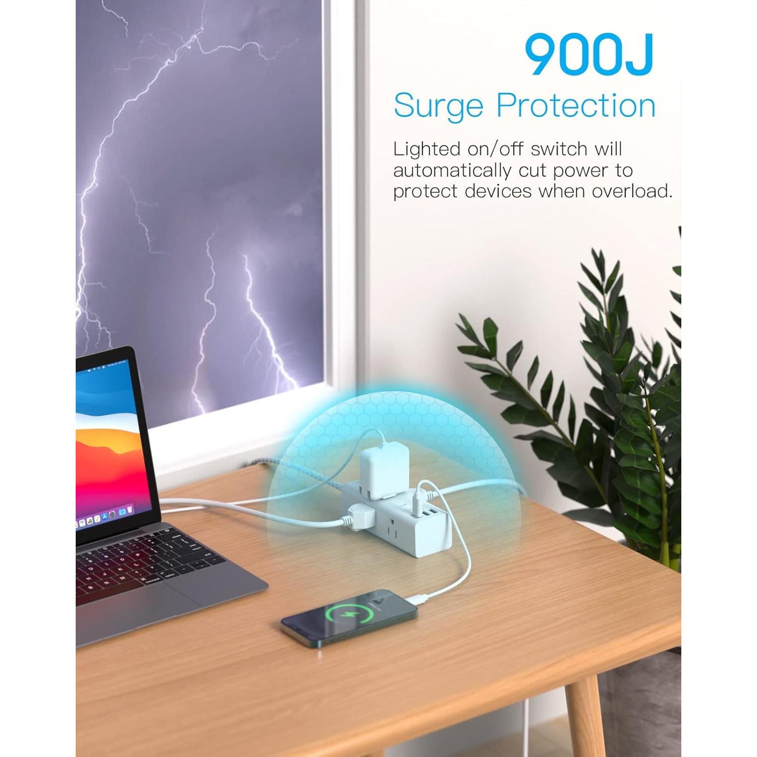 Power Strip One Beat 6 Salidas y 3 USB C 5FT (1.52m)