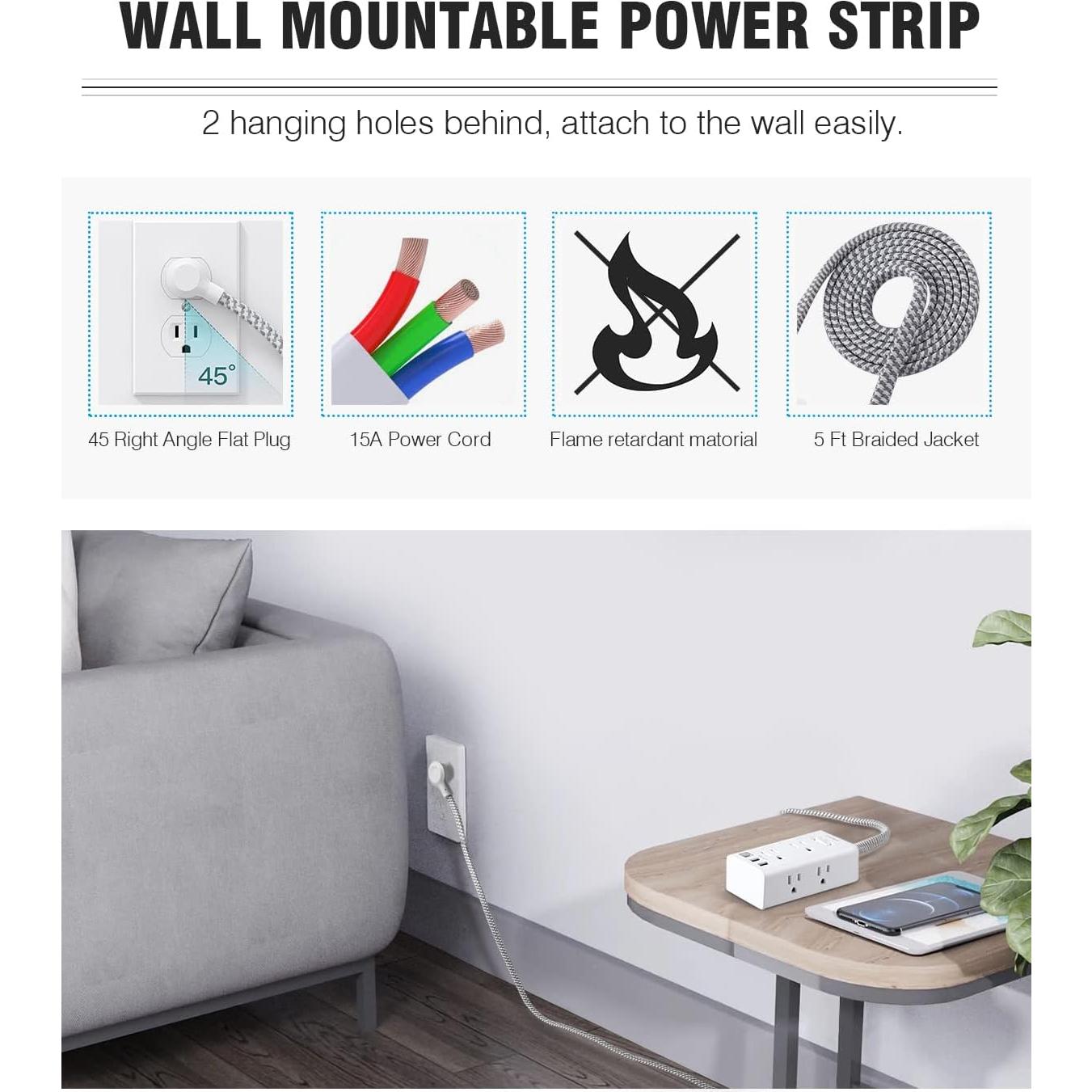 Power Strip One Beat 6 Salidas y 3 USB C 5FT (1.52m)