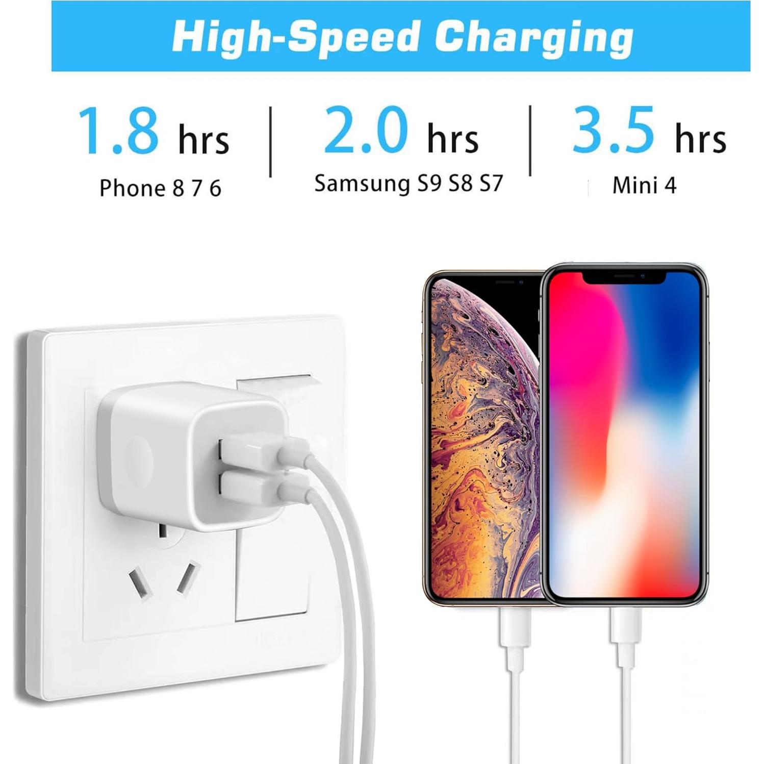 Cargador de Pared USB Doble 2.1A X-EDITION Paquete de 4