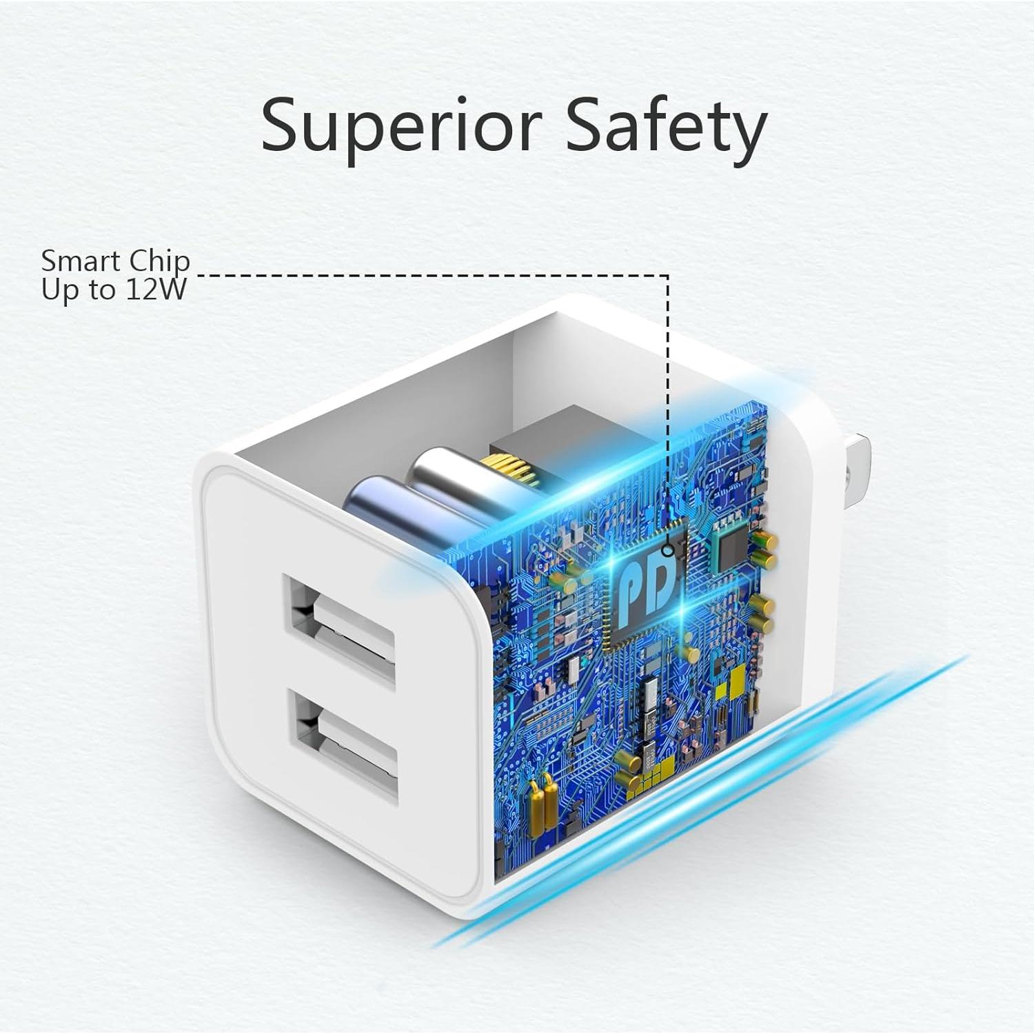 5 Pack Cargador de Pared USB iGENJUN 2.4A Doble Puerto