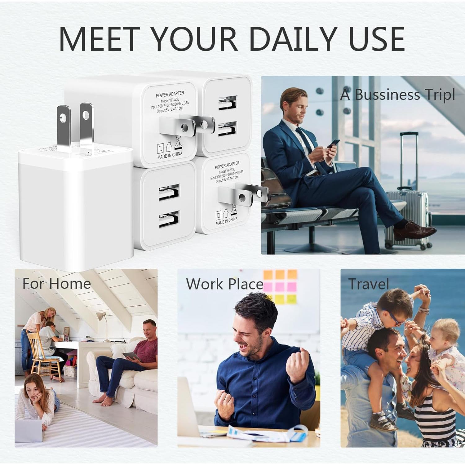 5 Pack Cargador de Pared USB iGENJUN 2.4A Doble Puerto