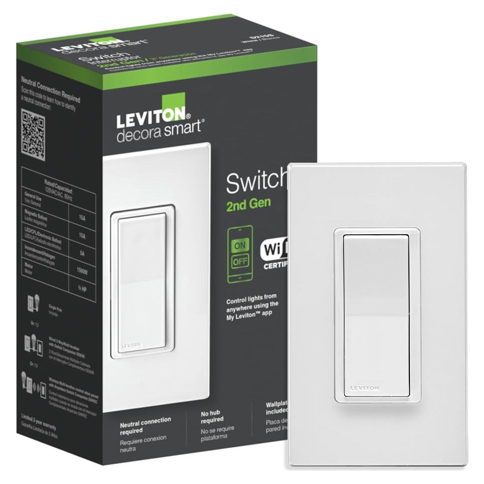Interruptor Inteligente Leviton Decora Wi-Fi 2da Generación