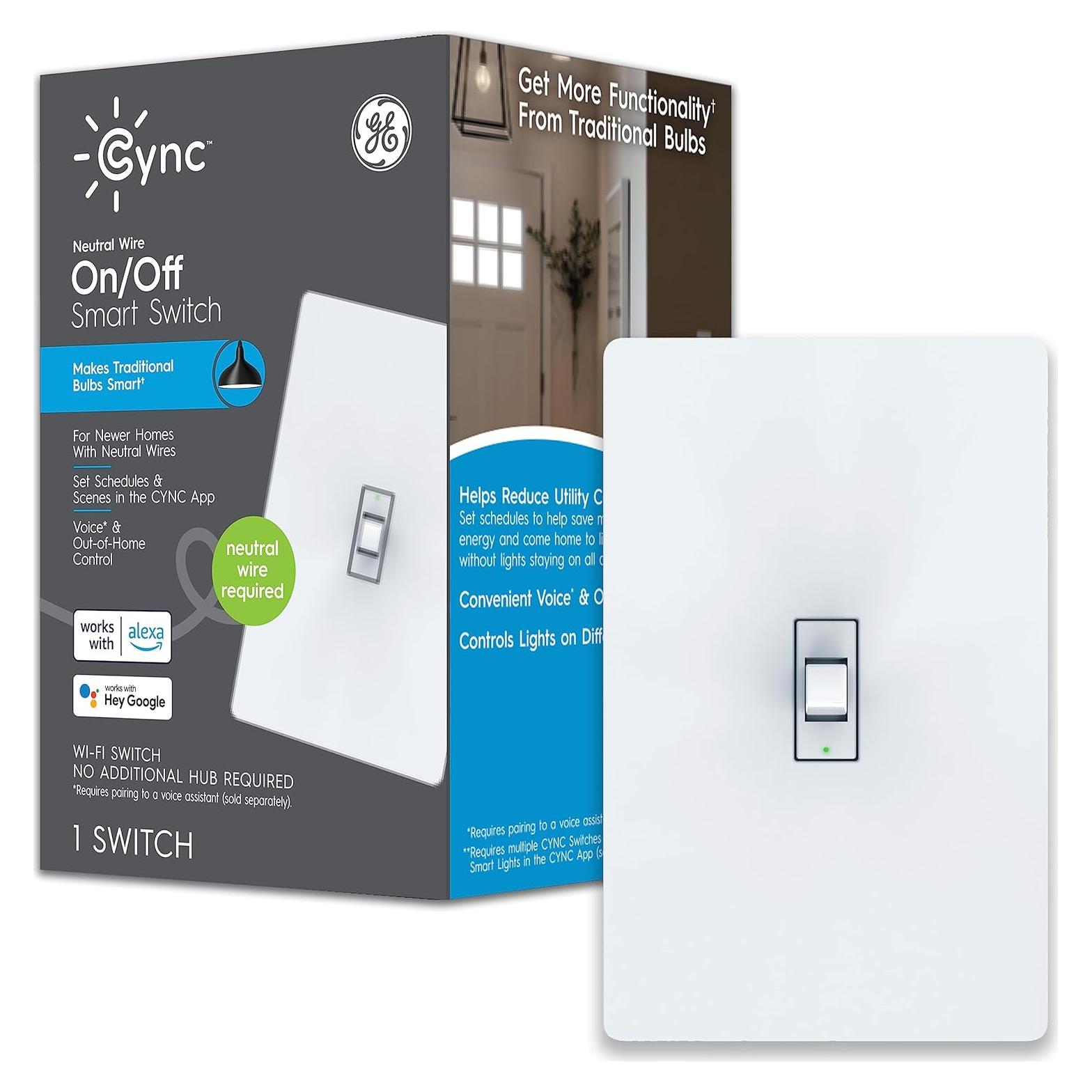 Interruptor de Luz Inteligente GE Cync, Estilo Palanca, Wi-Fi