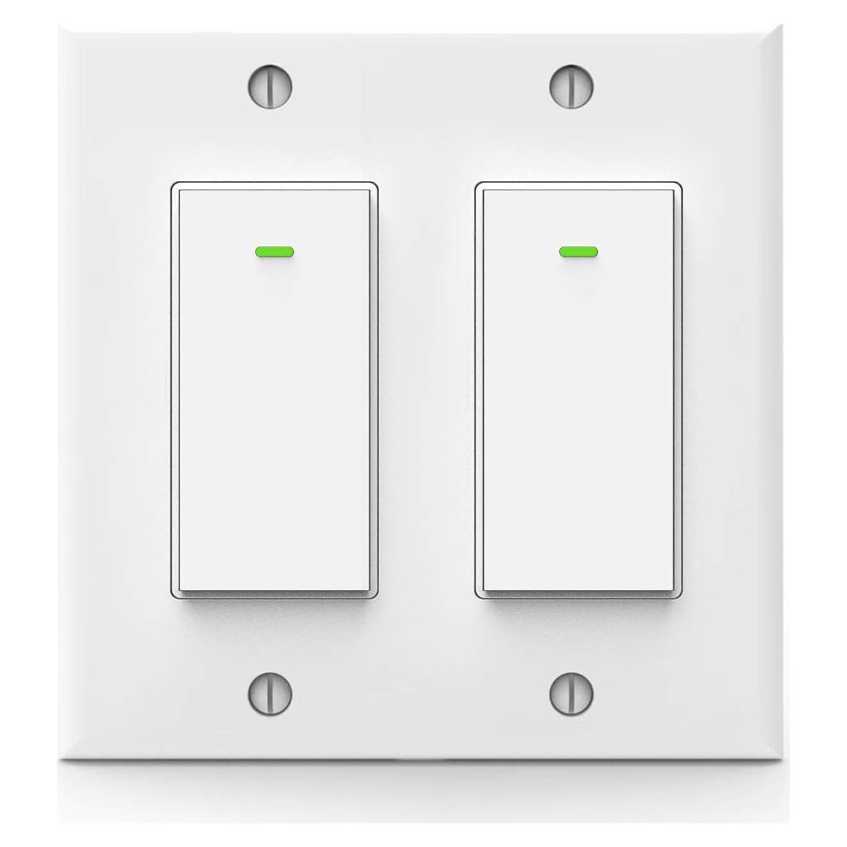 Interruptor de Luz Inteligente Lesim 2 Gang WiFi Control Remoto