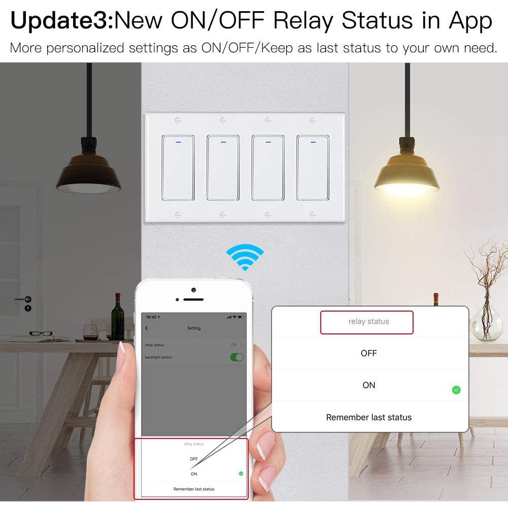 Interruptor de Luz Inteligente MoesGo WiFi 4 Gang Blanco