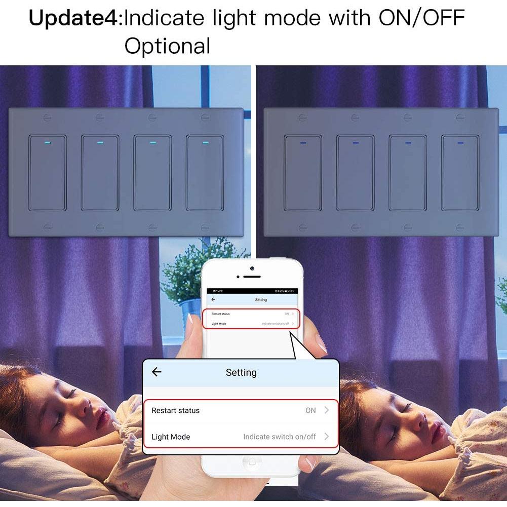 Interruptor de Luz Inteligente MoesGo WiFi 4 Gang Blanco