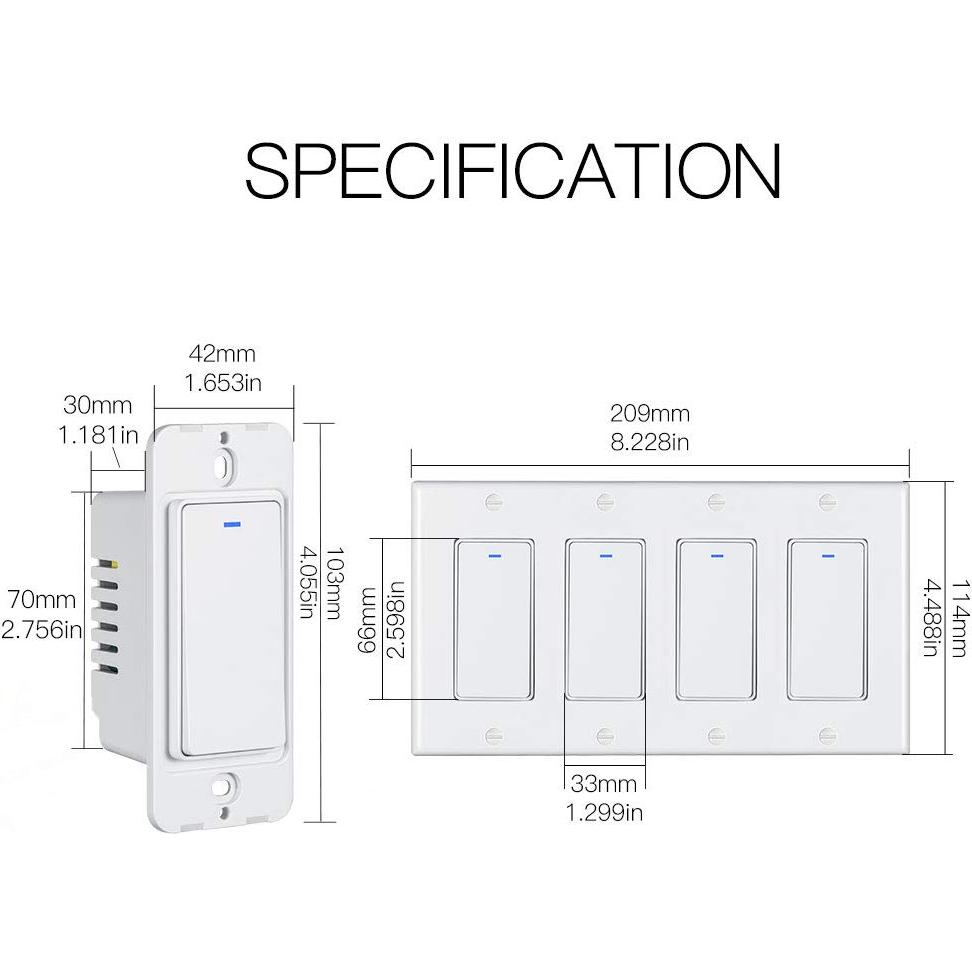 Interruptor de Luz Inteligente MoesGo WiFi 4 Gang Blanco