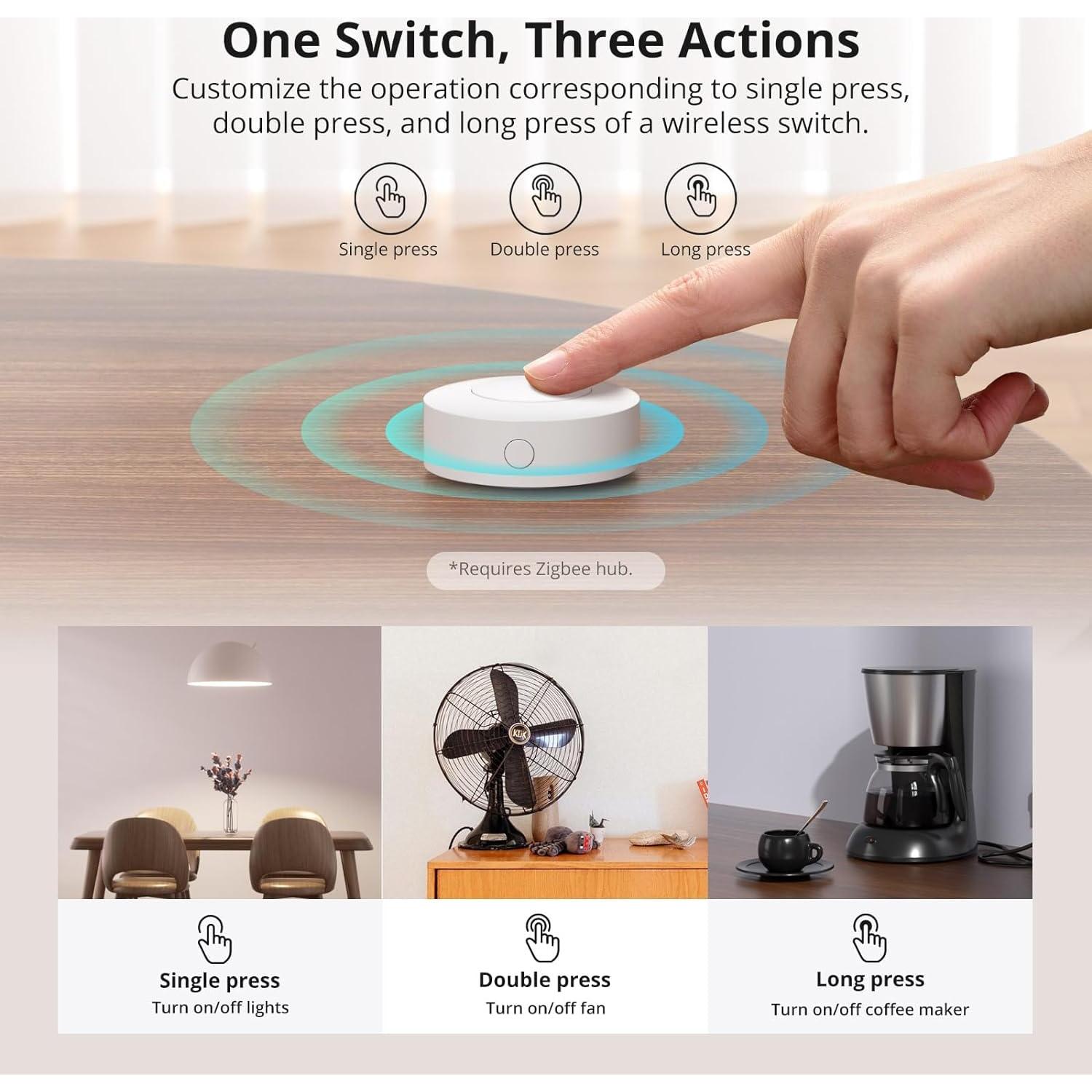 Interruptor Inalámbrico Zigbee SONOFF SNZB-01P 2Pack