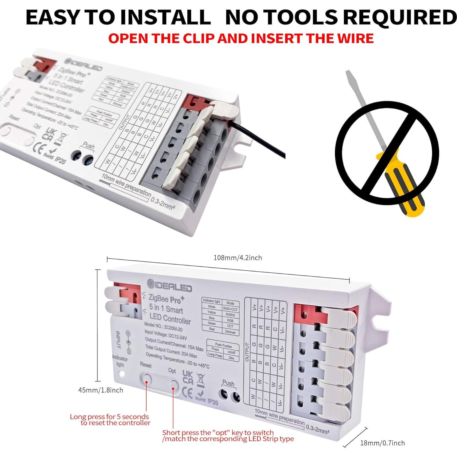 Controlador LED GIDEALED ZigBee 3.0 5 en 1 para Tira RGBWW