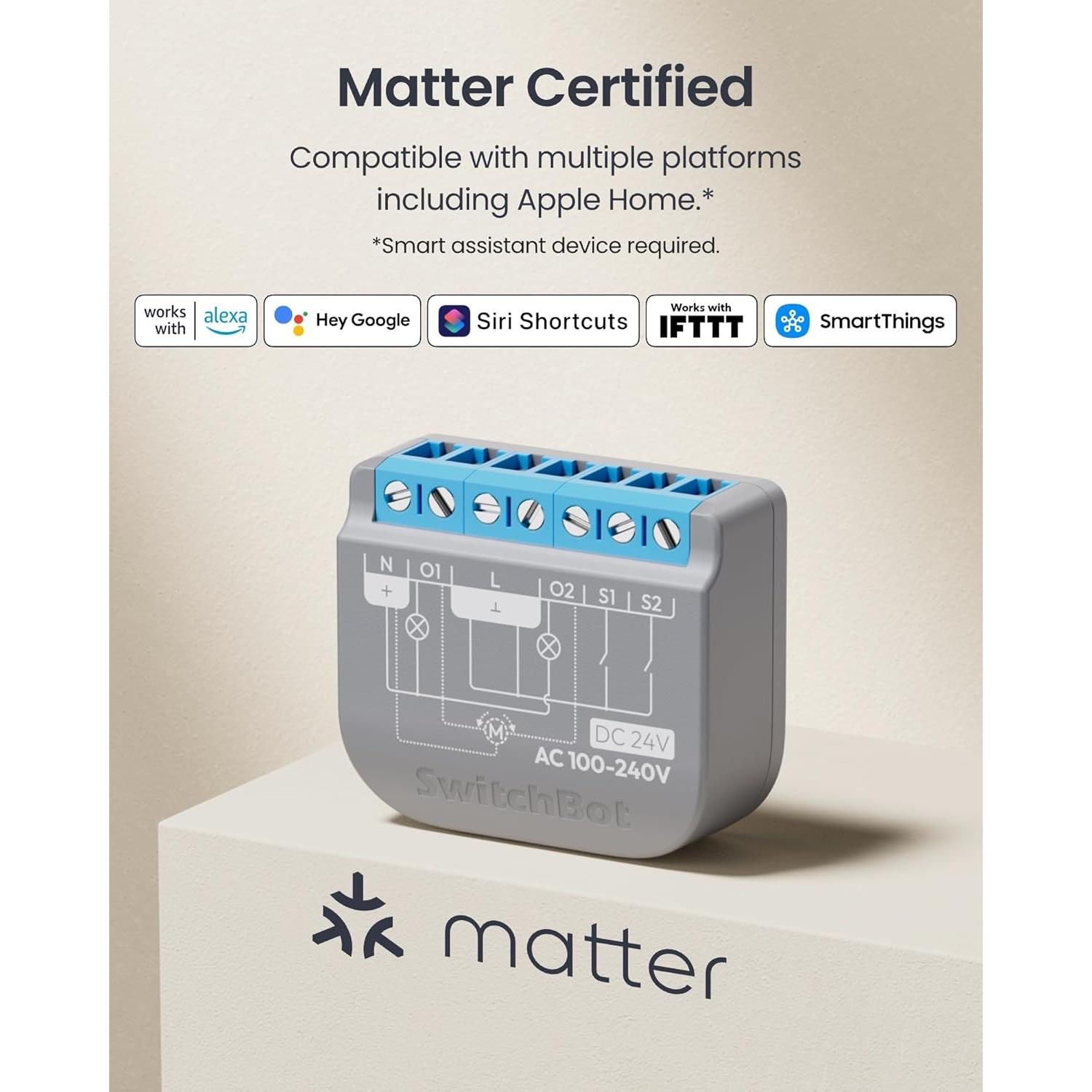 Interruptor Relé Inteligente SwitchBot 2PM, Control Doble Luz, Wi-Fi y Bluetooth