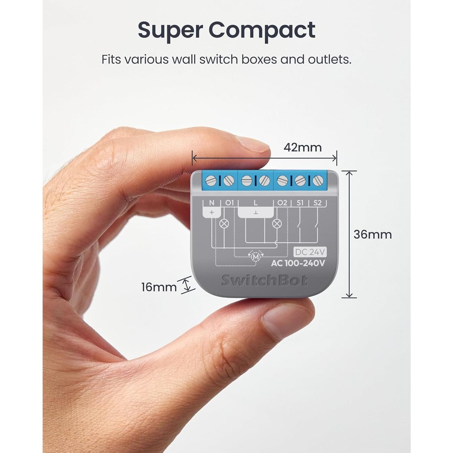 Interruptor Relé Inteligente SwitchBot 2PM, Control Doble Luz, Wi-Fi y Bluetooth