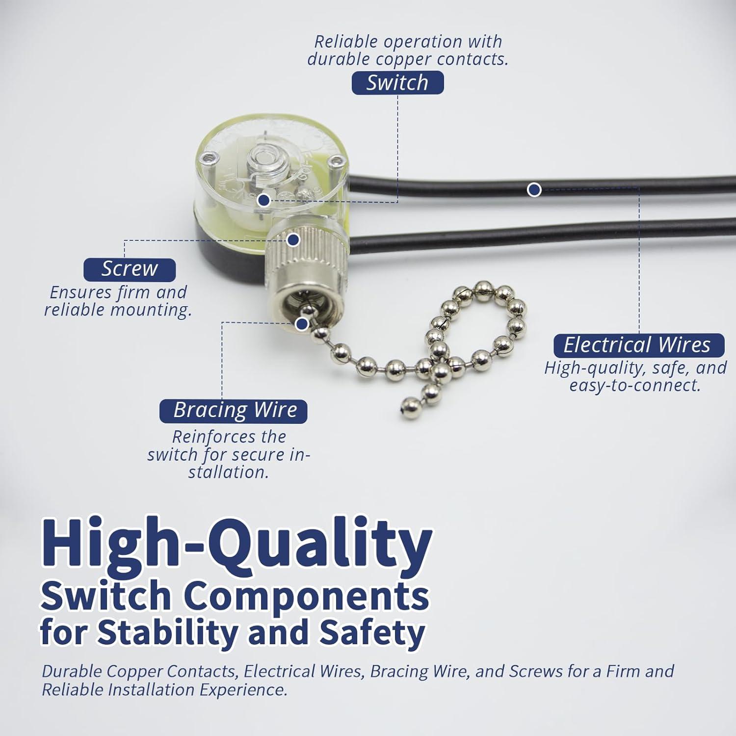 Interruptor de Luz de Cadena ZING EAR ZE-109 para Ventilador de Techo