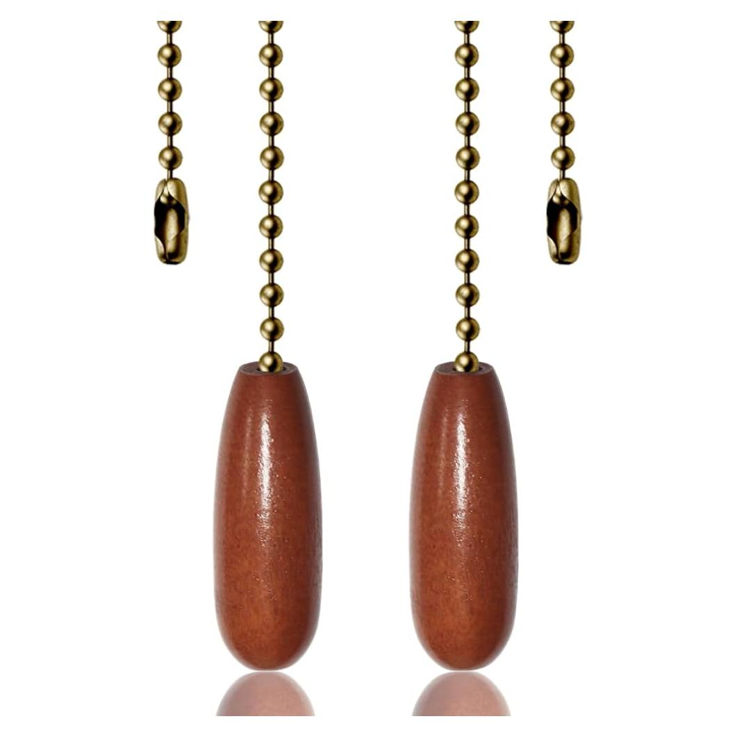 Paquete de 2 Extensores de Cadena para Ventilador de Techo 30cm Madera Nuez