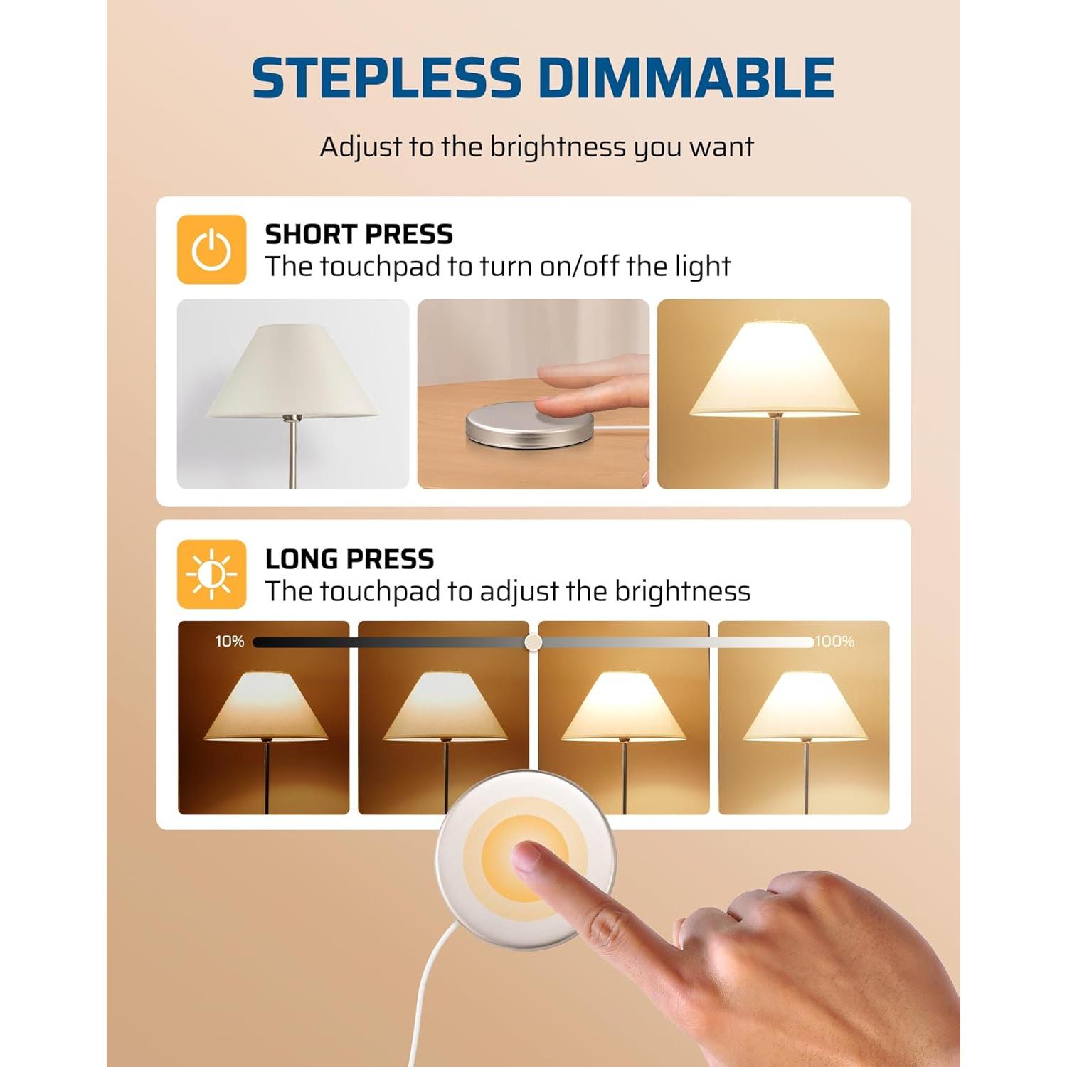 Regulador Táctil Dewenwils 2 Pack Blanco 200W LED Incandescentes