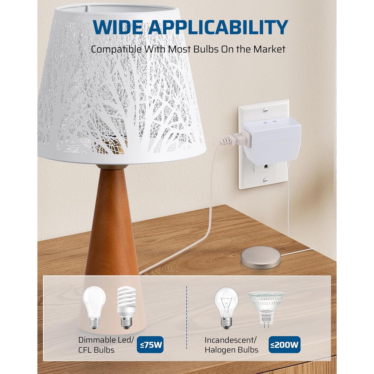 Regulador Táctil Dewenwils 2 Pack Blanco 200W LED Incandescentes