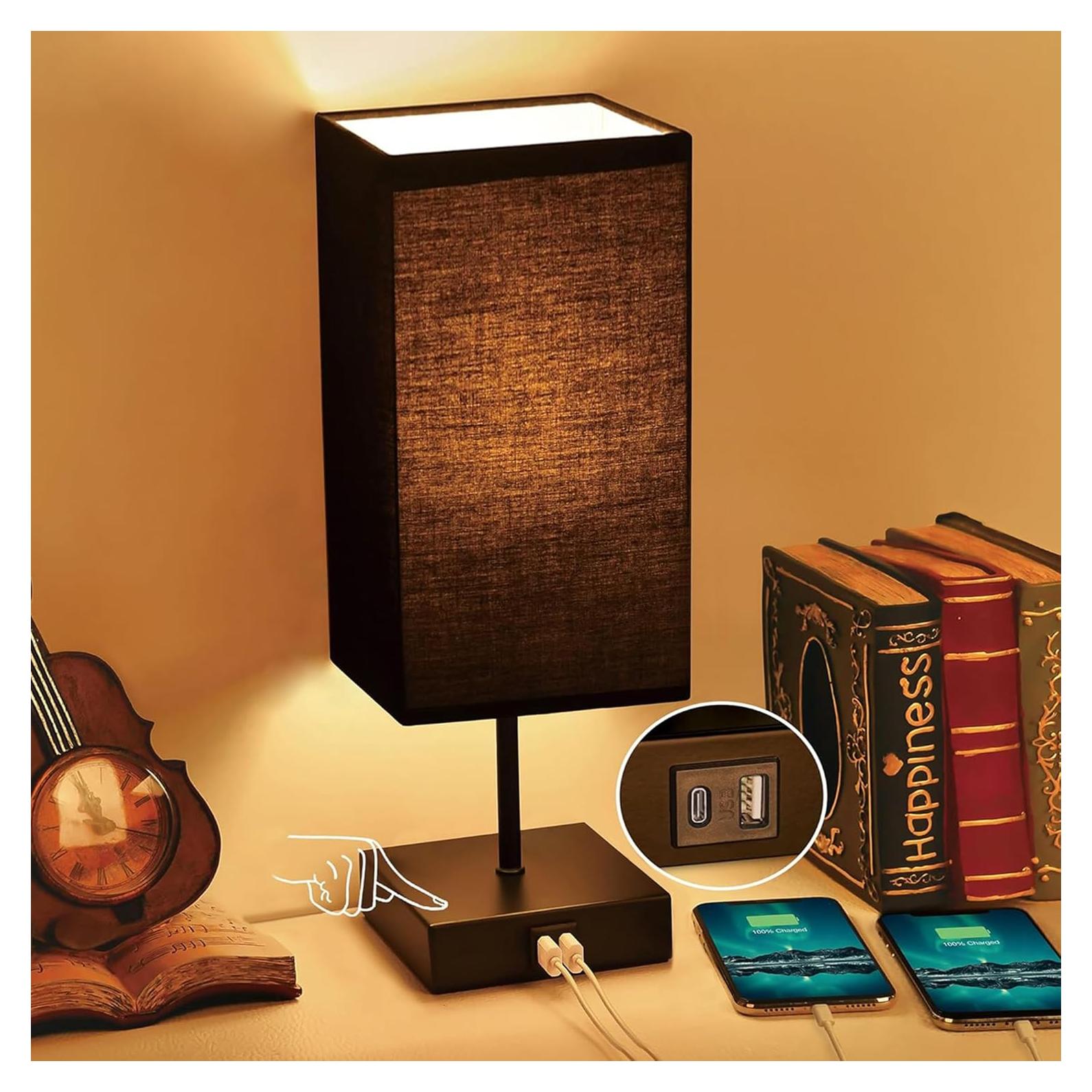 Lámpara de Mesa Sailstar Táctil Regulable 3 Niveles USB Negra