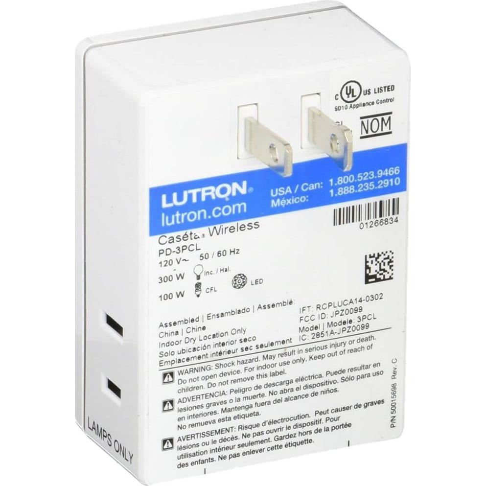 Regulador de Luz Inteligente Enchufable Lutron Caseta PD-3PCL-WH