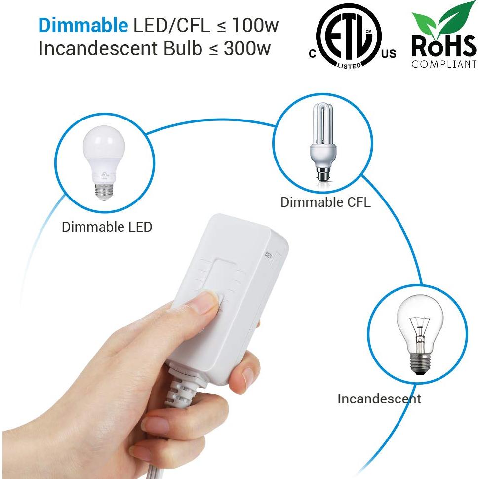 Regulador de Luz Enchufable Dewenwils 100W LED/CFL Blanco