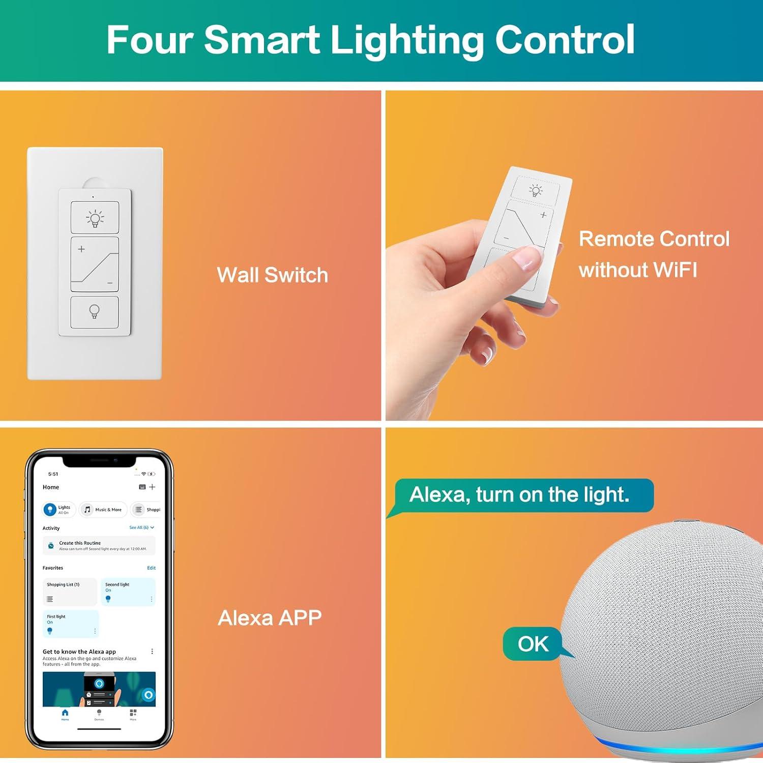 Atenuador de luz inteligente Sunmerit con control remoto y Alexa