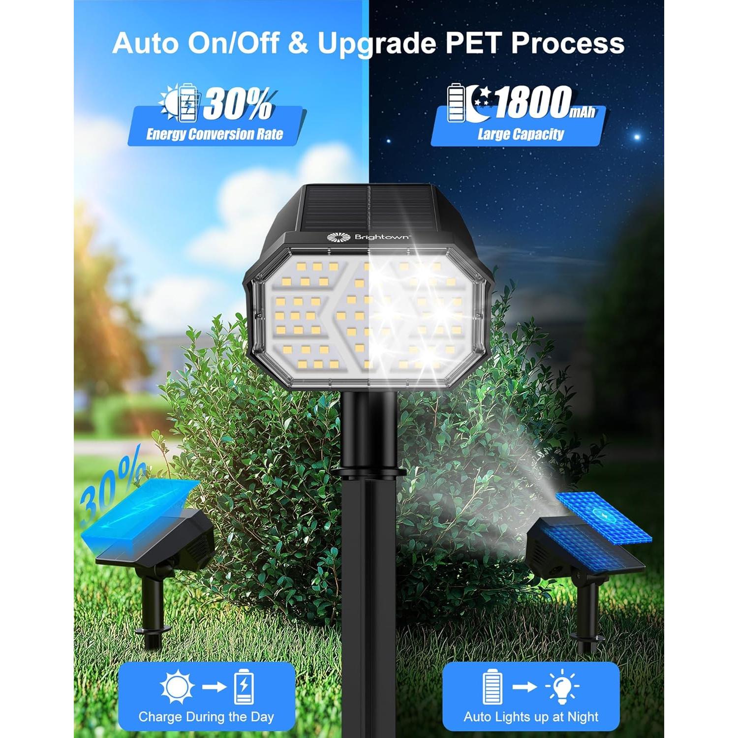 Luces Solares de Spot Brightown 4 Pack 58 LED IP67 2-en-1