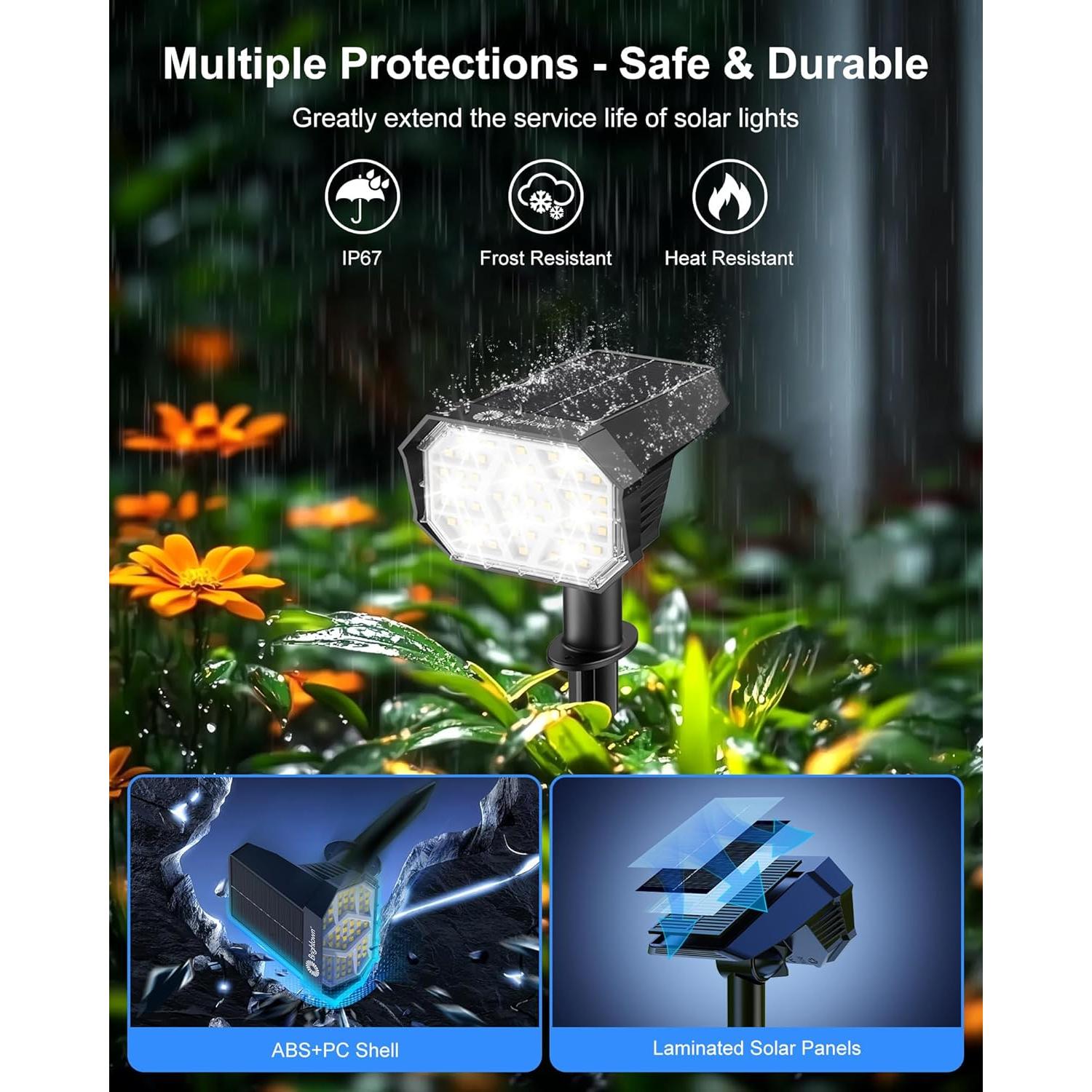 Luces Solares de Spot Brightown 4 Pack 58 LED IP67 2-en-1