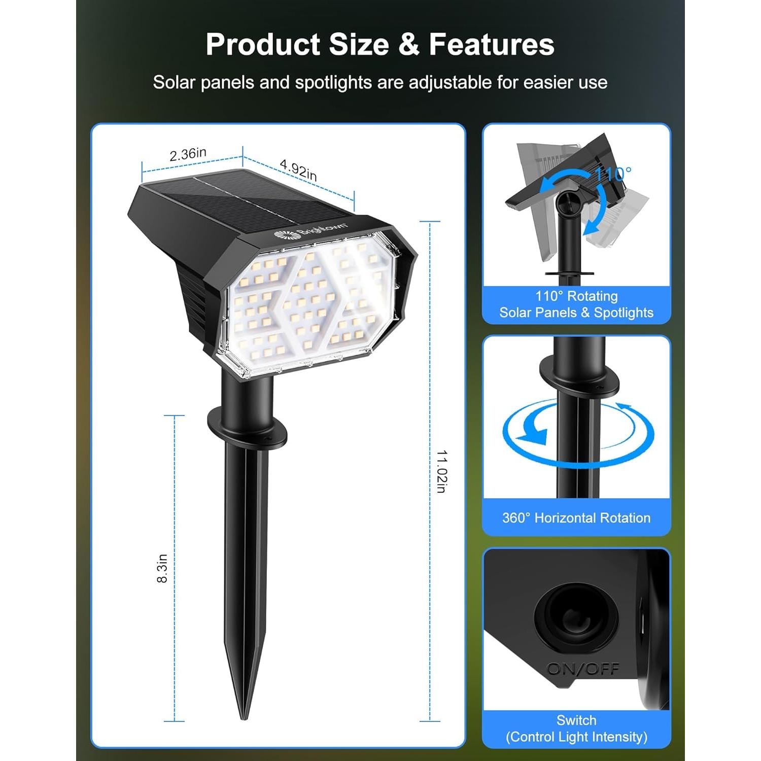 Luces Solares de Spot Brightown 4 Pack 58 LED IP67 2-en-1