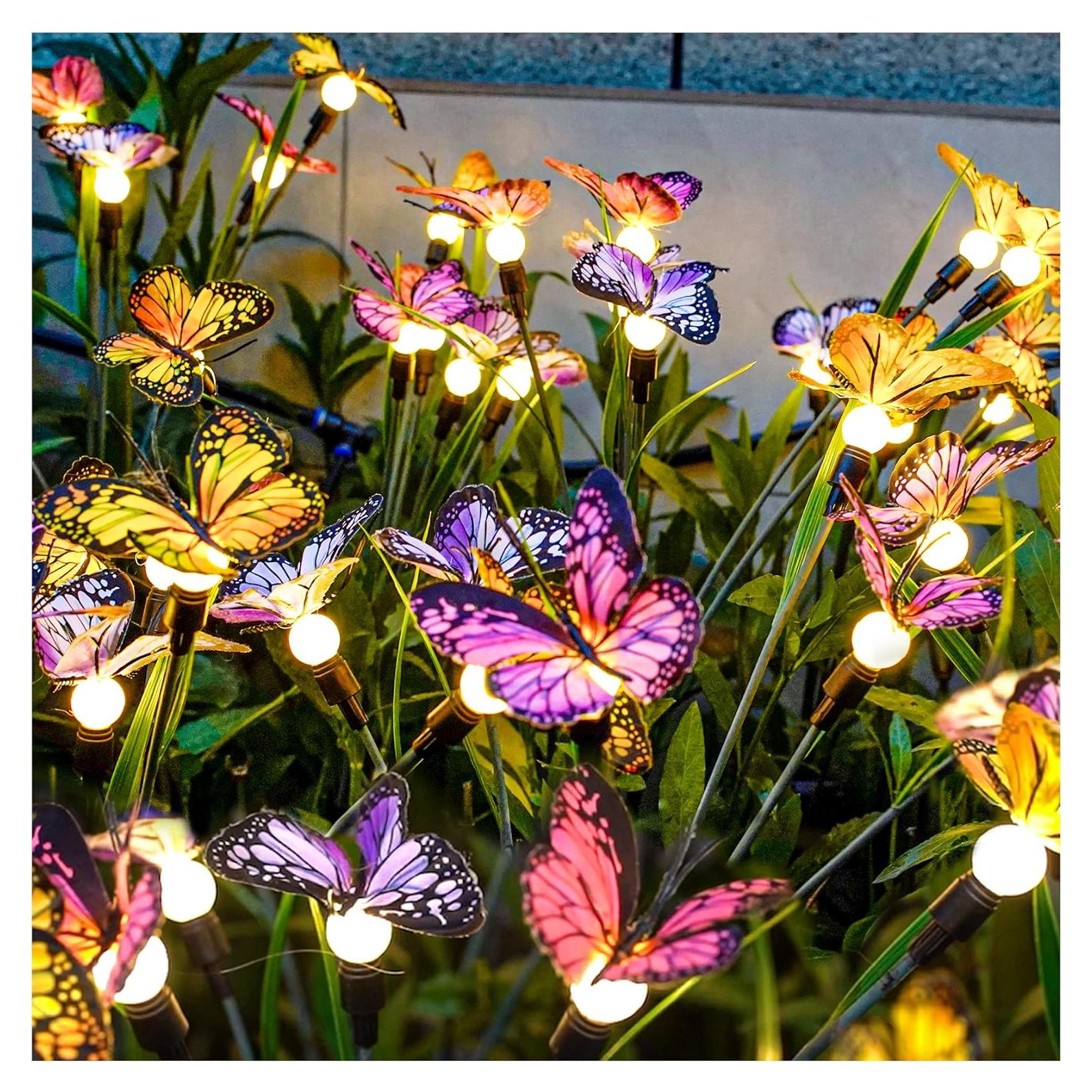 Luces de Jardín Solar TONULAX - Mariposas Móviles 2 Paquete