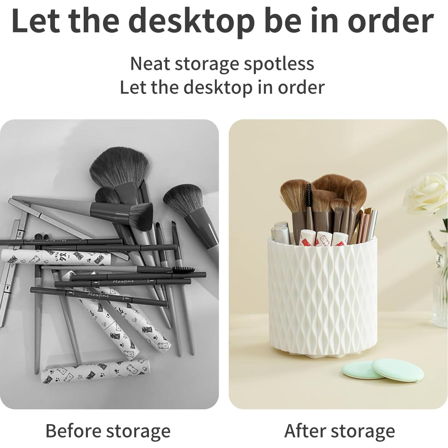 Organizador de Brochas de Maquillaje Imakmasion Rotatorio 360° 5 Compartimentos Blanco