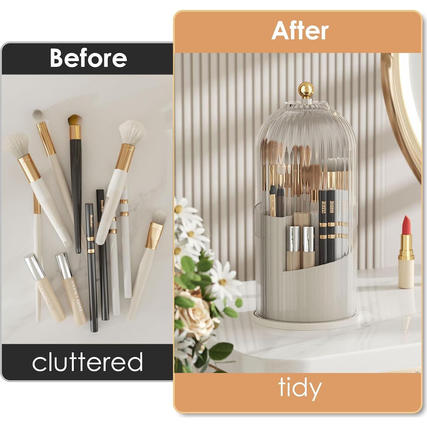 Soporte para Brochas de Maquillaje YOOLENS 360° Rotativo Transparente