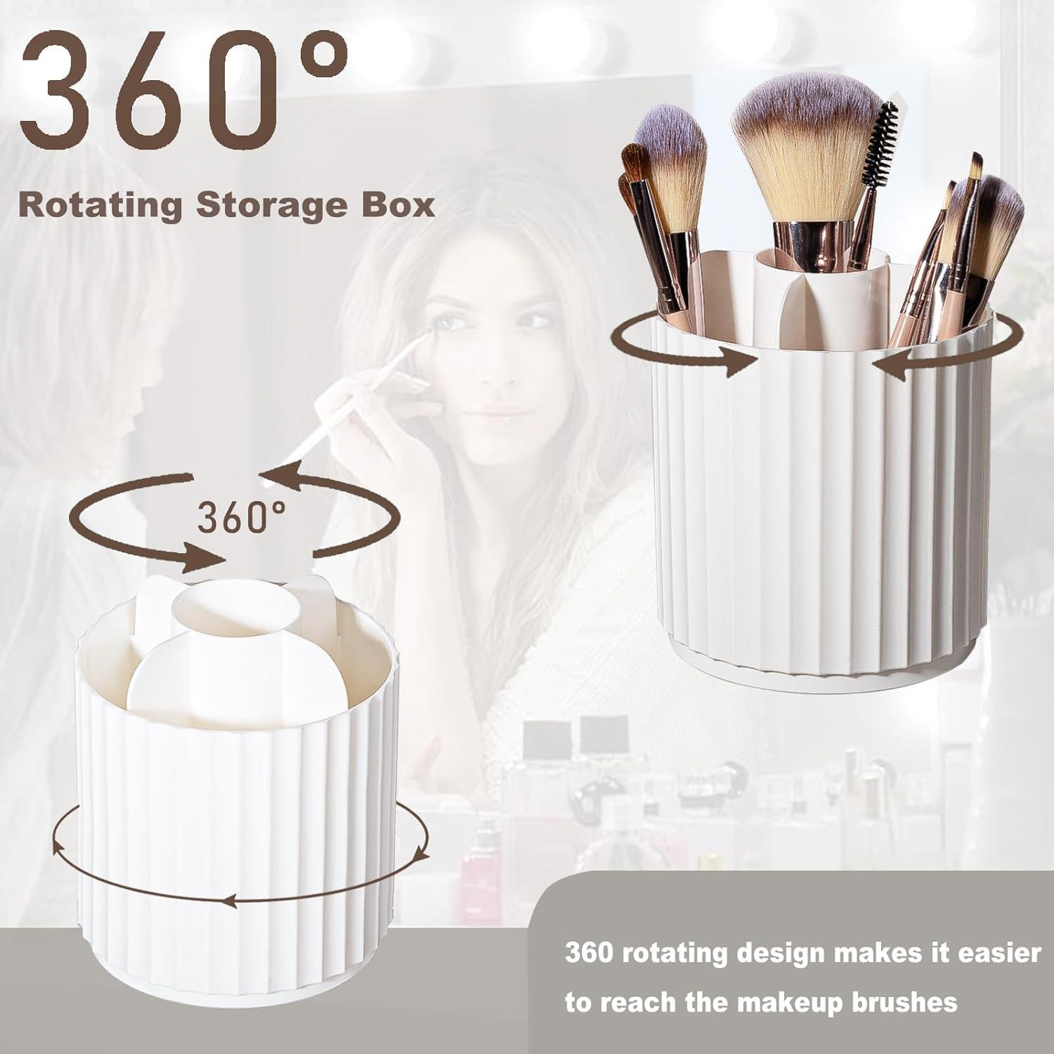 Organizador de Brochas de Maquillaje Anyoifax 360° Rotatorio Blanco