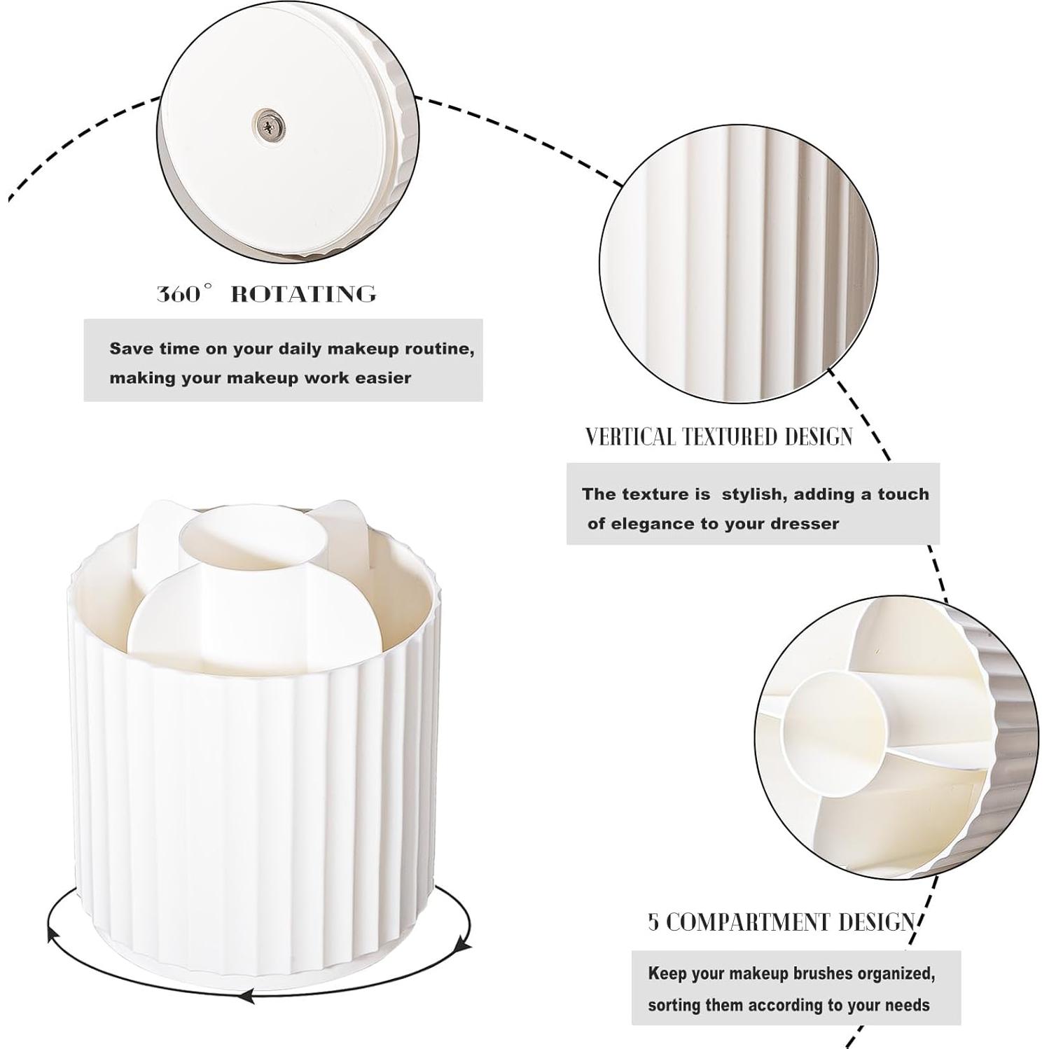 Organizador de Brochas de Maquillaje Anyoifax 360° Rotatorio Blanco