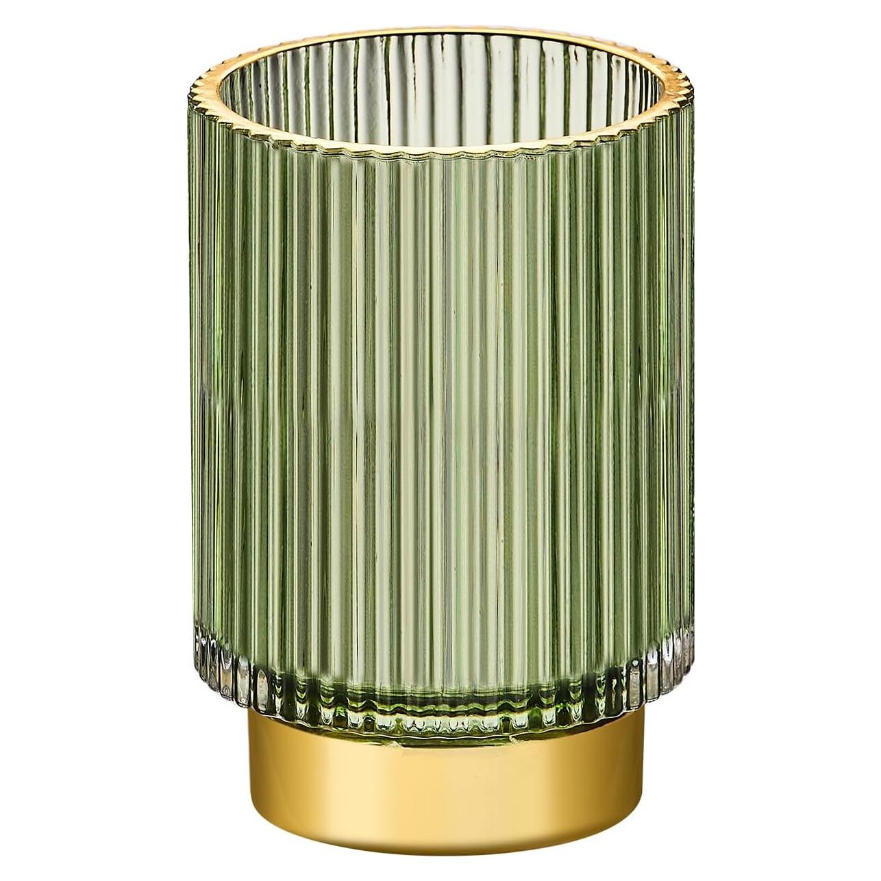 Organizador de brochas de maquillaje LEICURACE vidrio verde