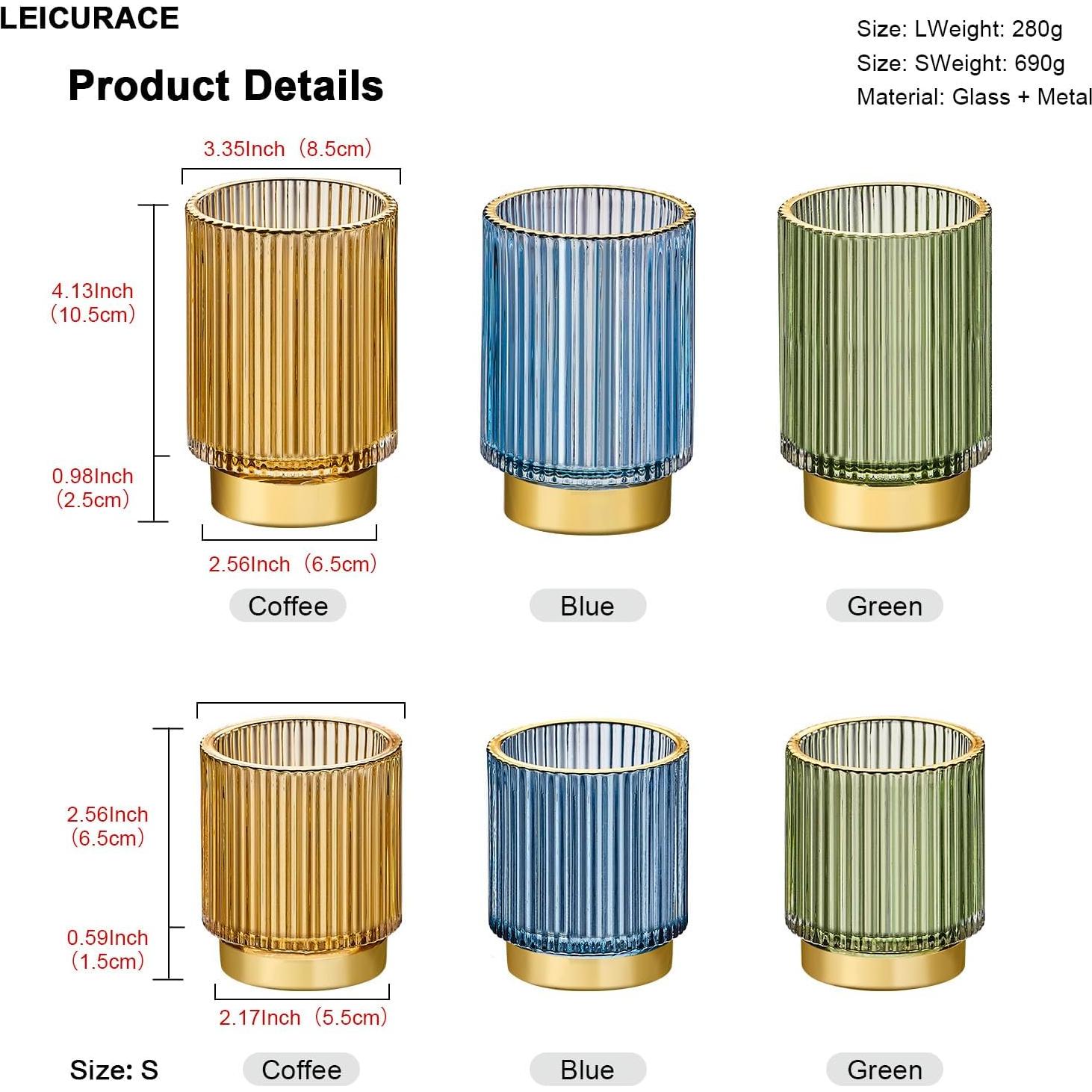 Organizador de brochas de maquillaje LEICURACE vidrio verde