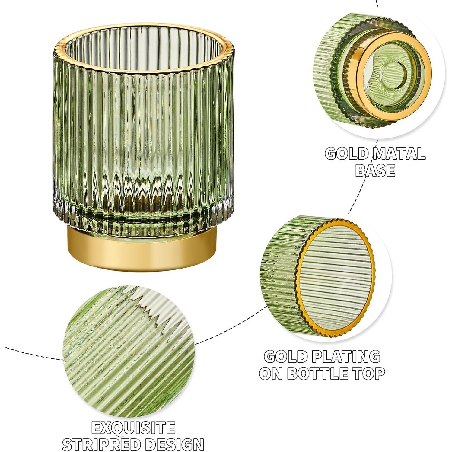 Organizador de brochas de maquillaje LEICURACE vidrio verde